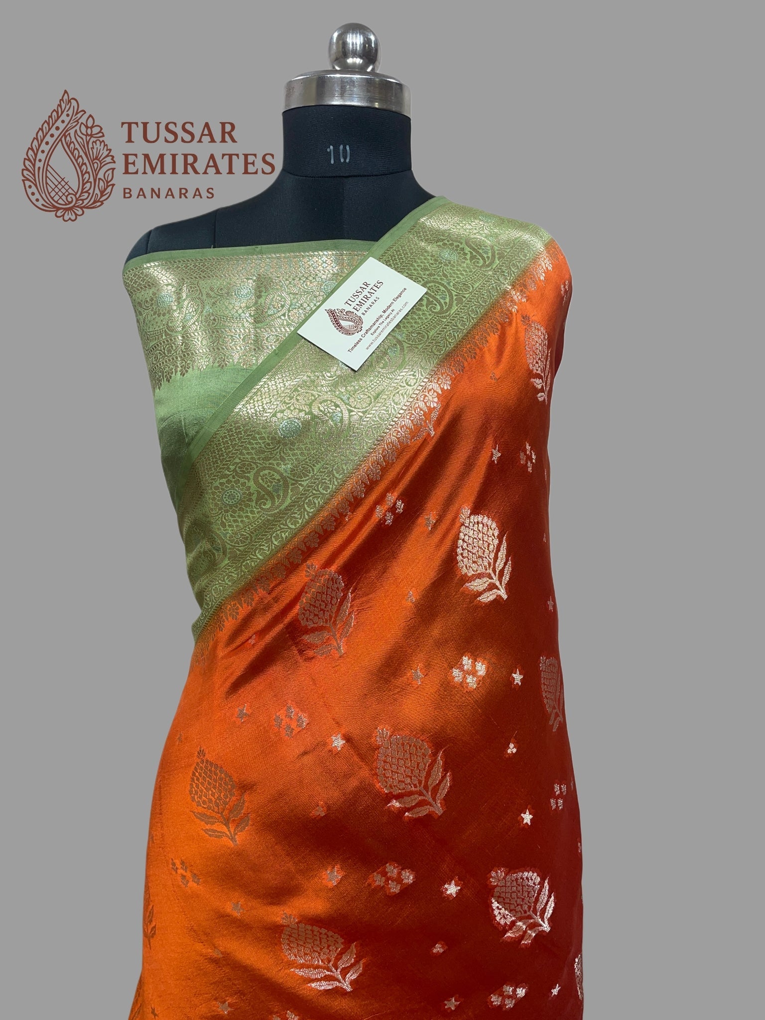 Pure Mango Silk Banarasi Saree - Tussar Emirates