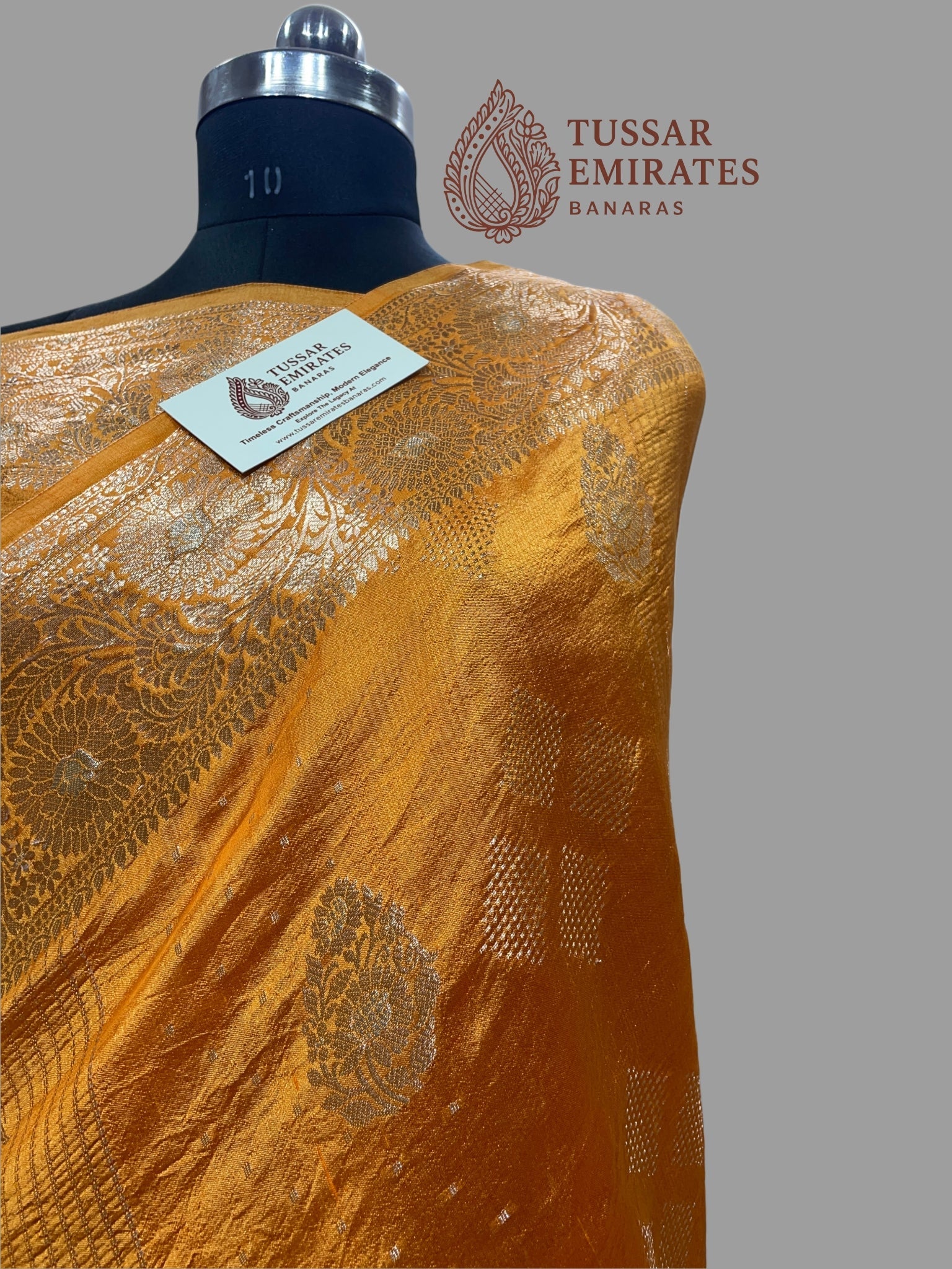 Pure Mango Silk Banarasi Saree - Tussar Emirates