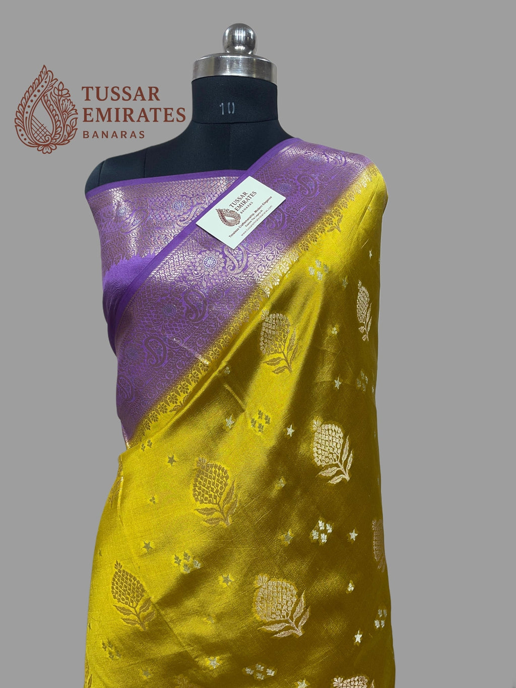 Pure Mango Silk Banarasi Saree - Tussar Emirates