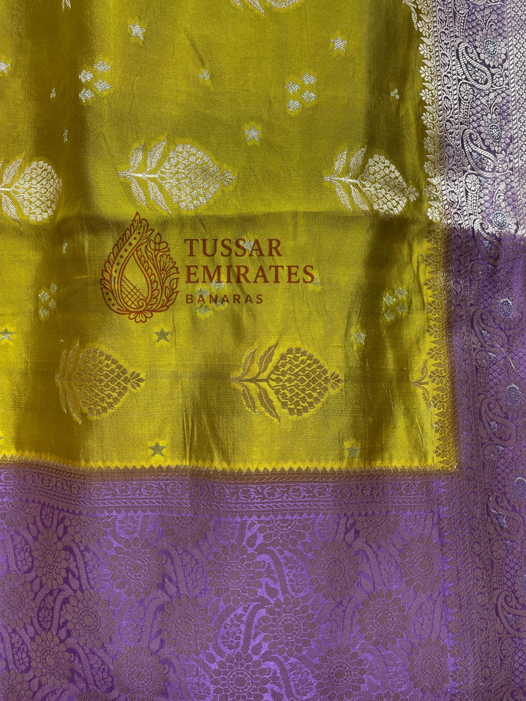 Pure Mango Silk Banarasi Saree - Tussar Emirates