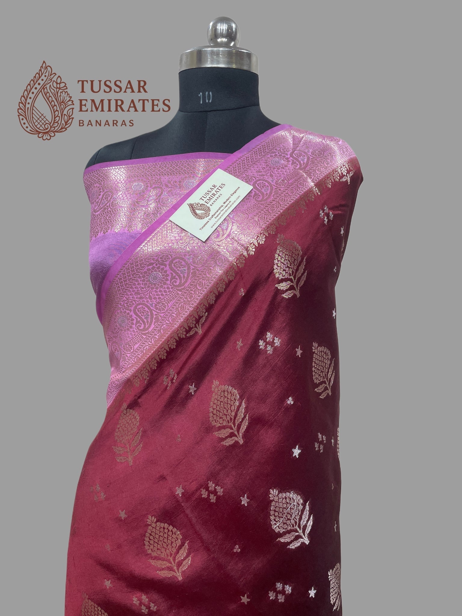 Pure Mango Silk Banarasi Saree - Tussar Emirates