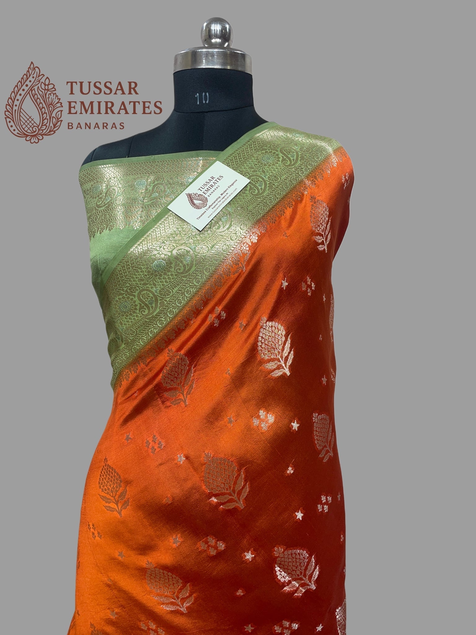 Pure Mango Silk Banarasi Saree - Tussar Emirates