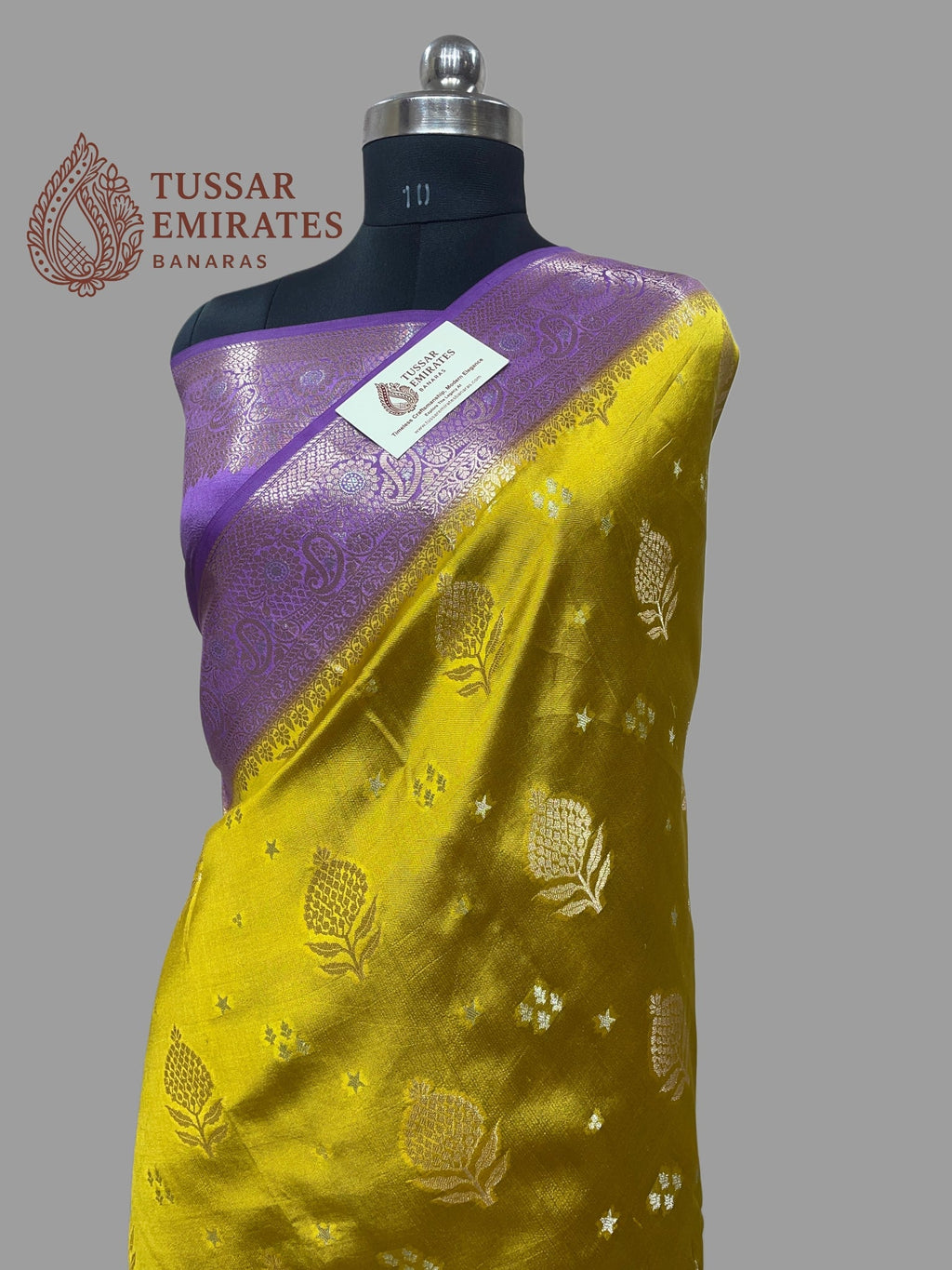 Pure Mango Silk Banarasi Saree - Tussar Emirates