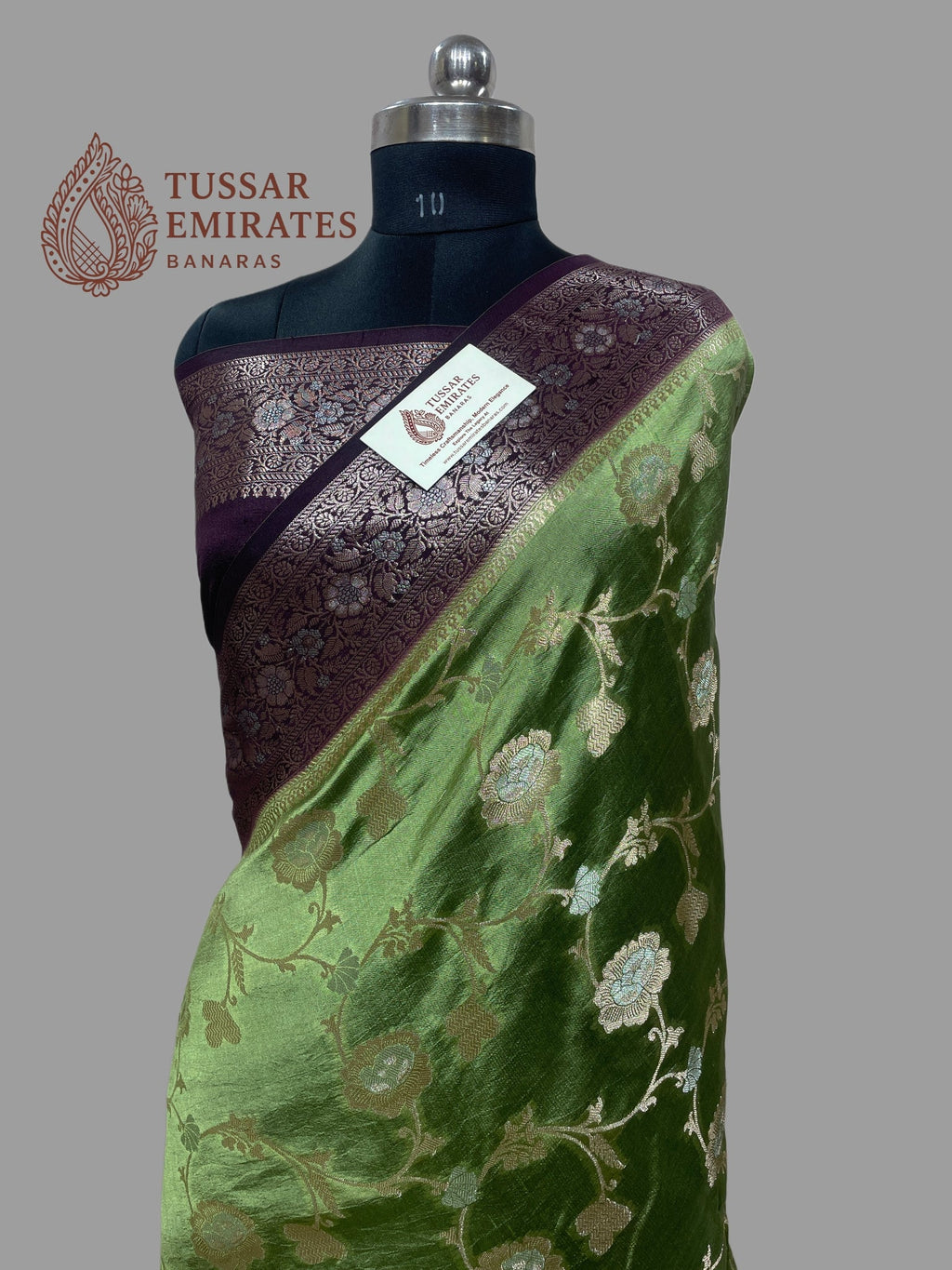 Pure Mango Silk Banarasi Saree - Tussar Emirates