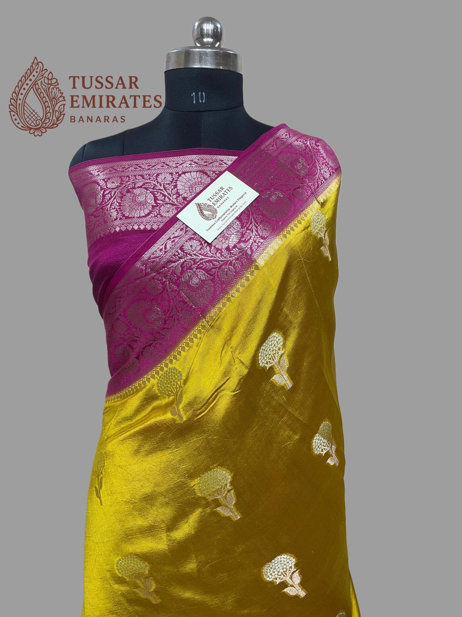 Pure Mango Silk Banarasi Saree - Tussar Emirates