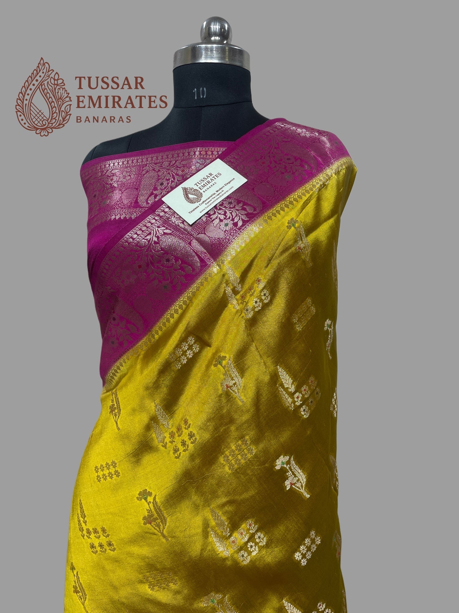 Pure Mango Silk Banarasi Saree - Tussar Emirates