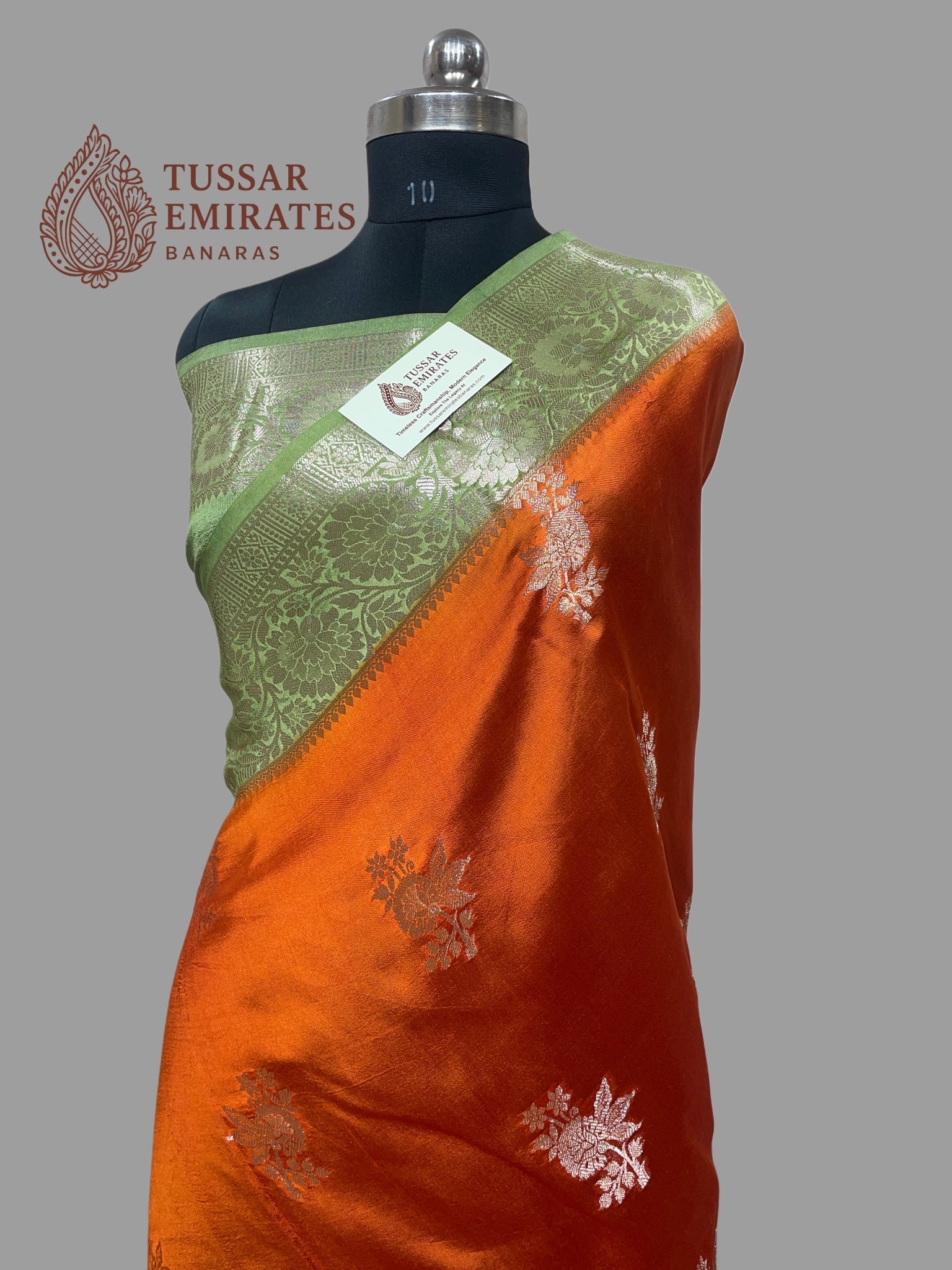 Pure Mango Silk Banarasi Saree - Tussar Emirates