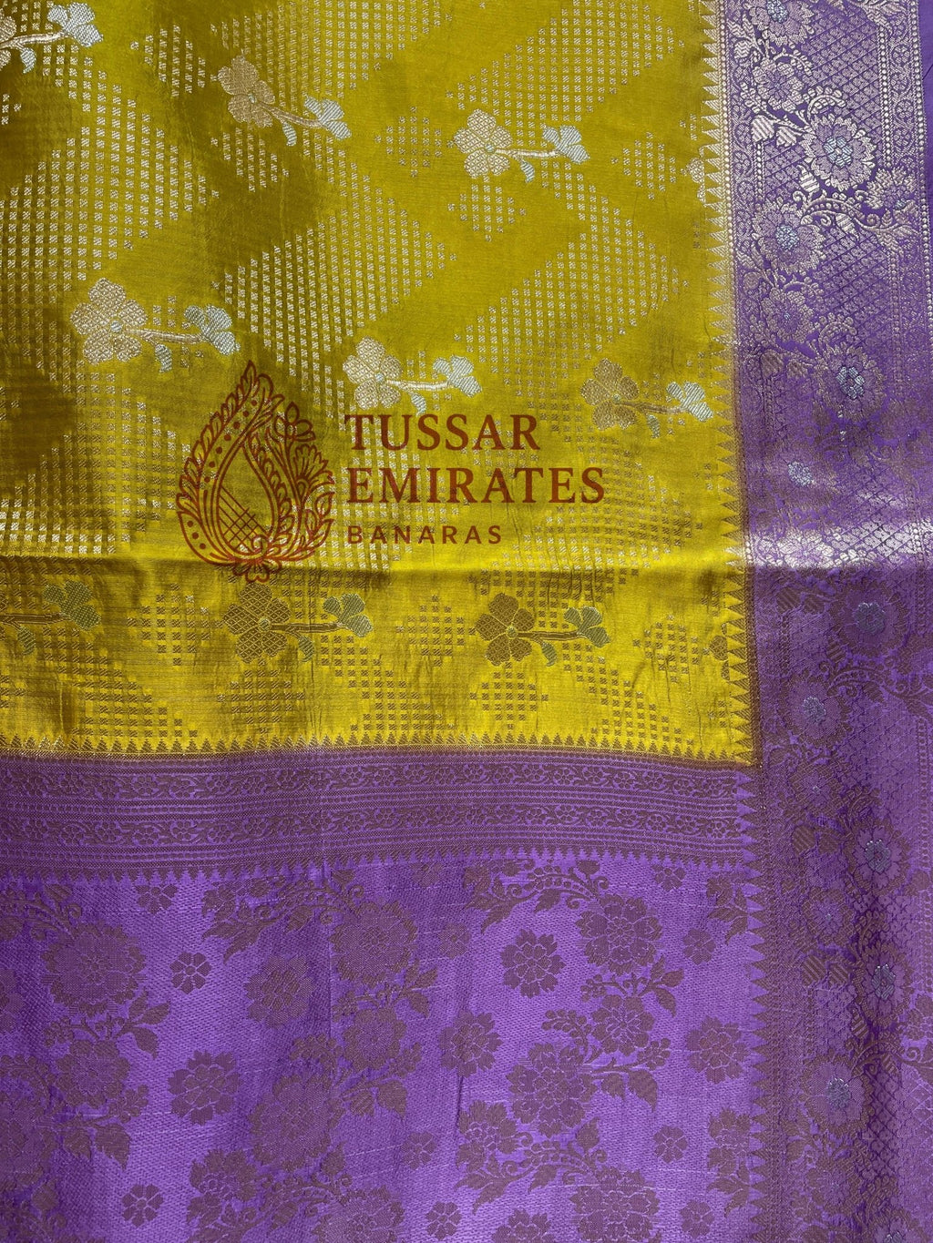 Pure Mango Silk Banarasi Saree - Tussar Emirates