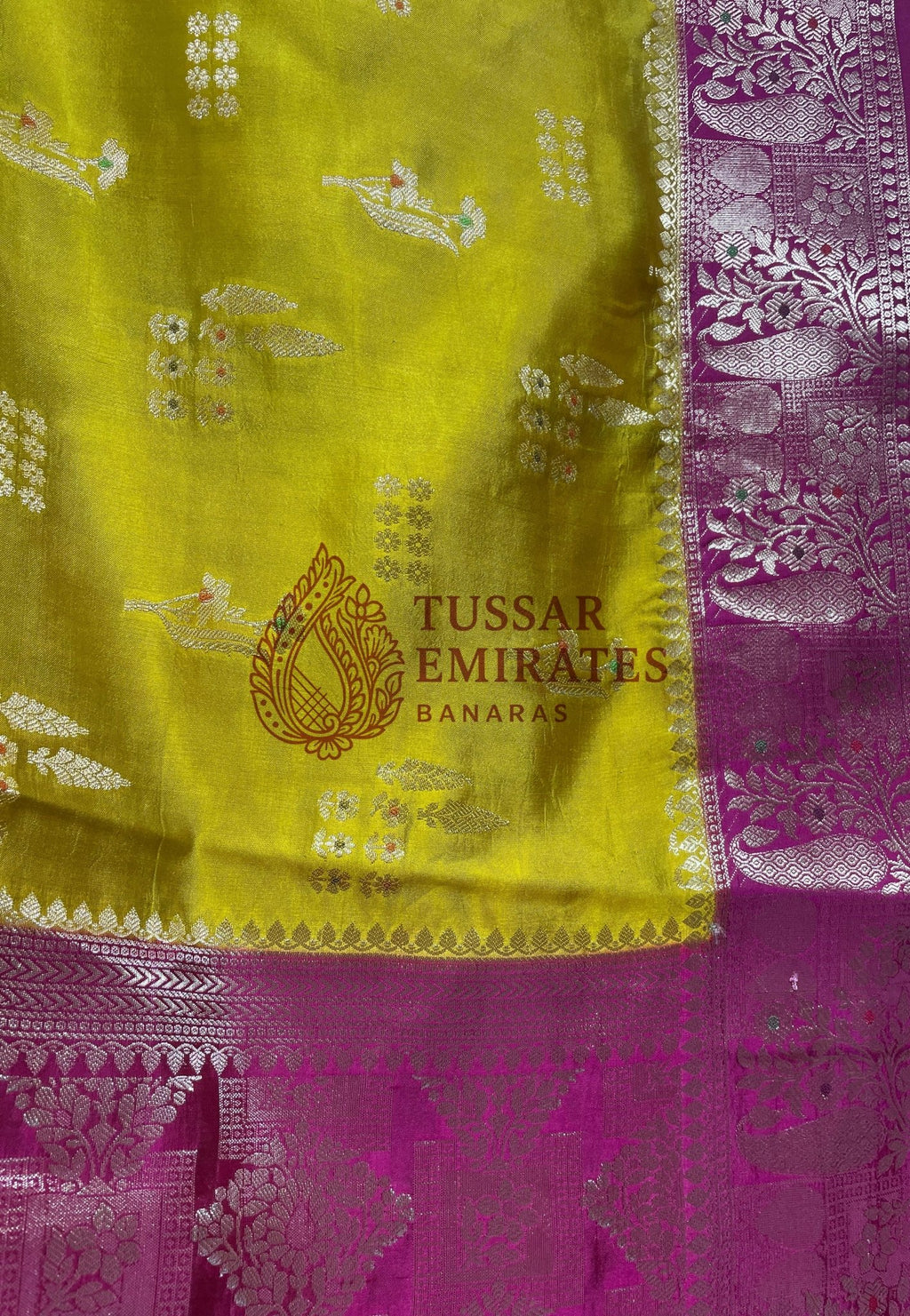 Pure Mango Silk Banarasi Saree - Tussar Emirates