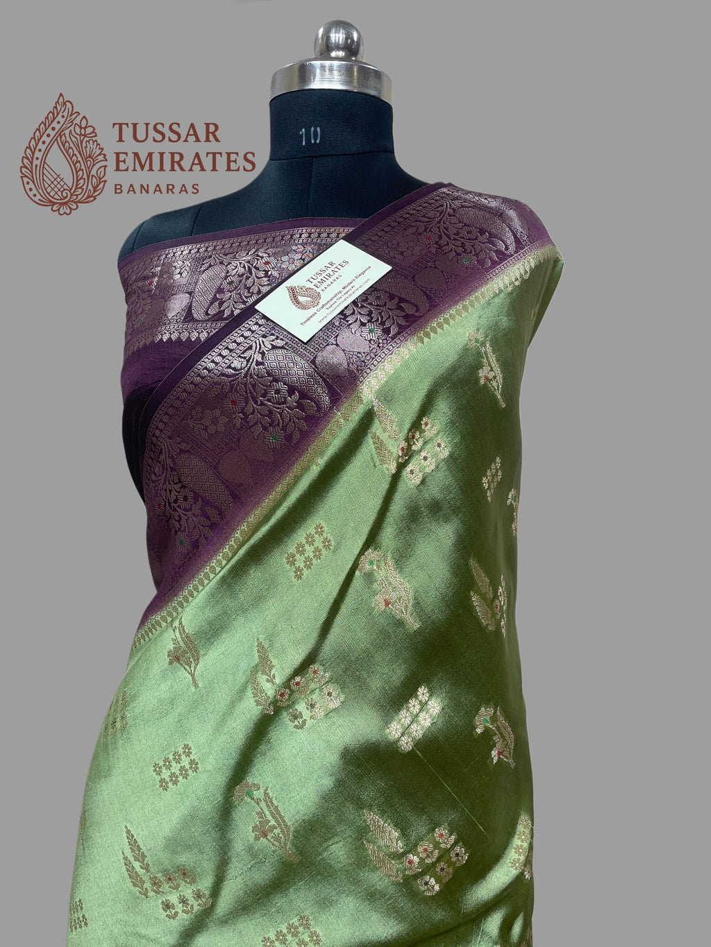 Pure Mango Silk Banarasi Saree - Tussar Emirates