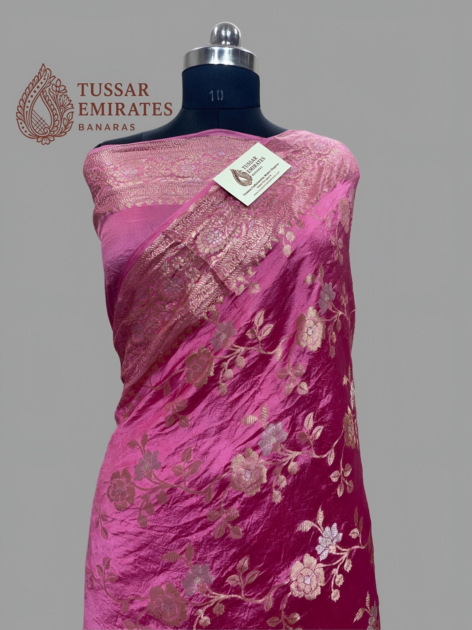 Pure Mango Silk Banarasi Saree - Tussar Emirates