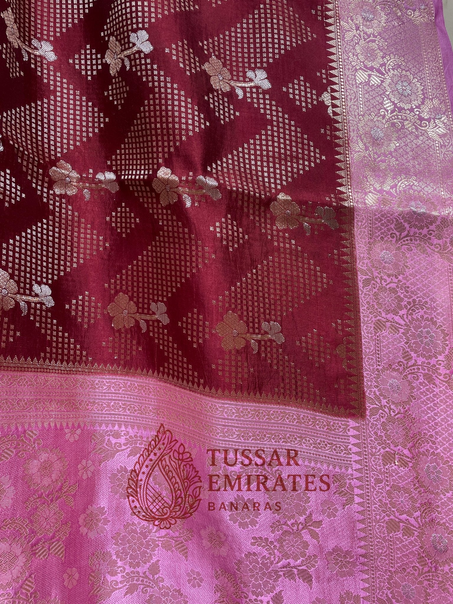 Pure Mango Silk Banarasi Saree - Tussar Emirates