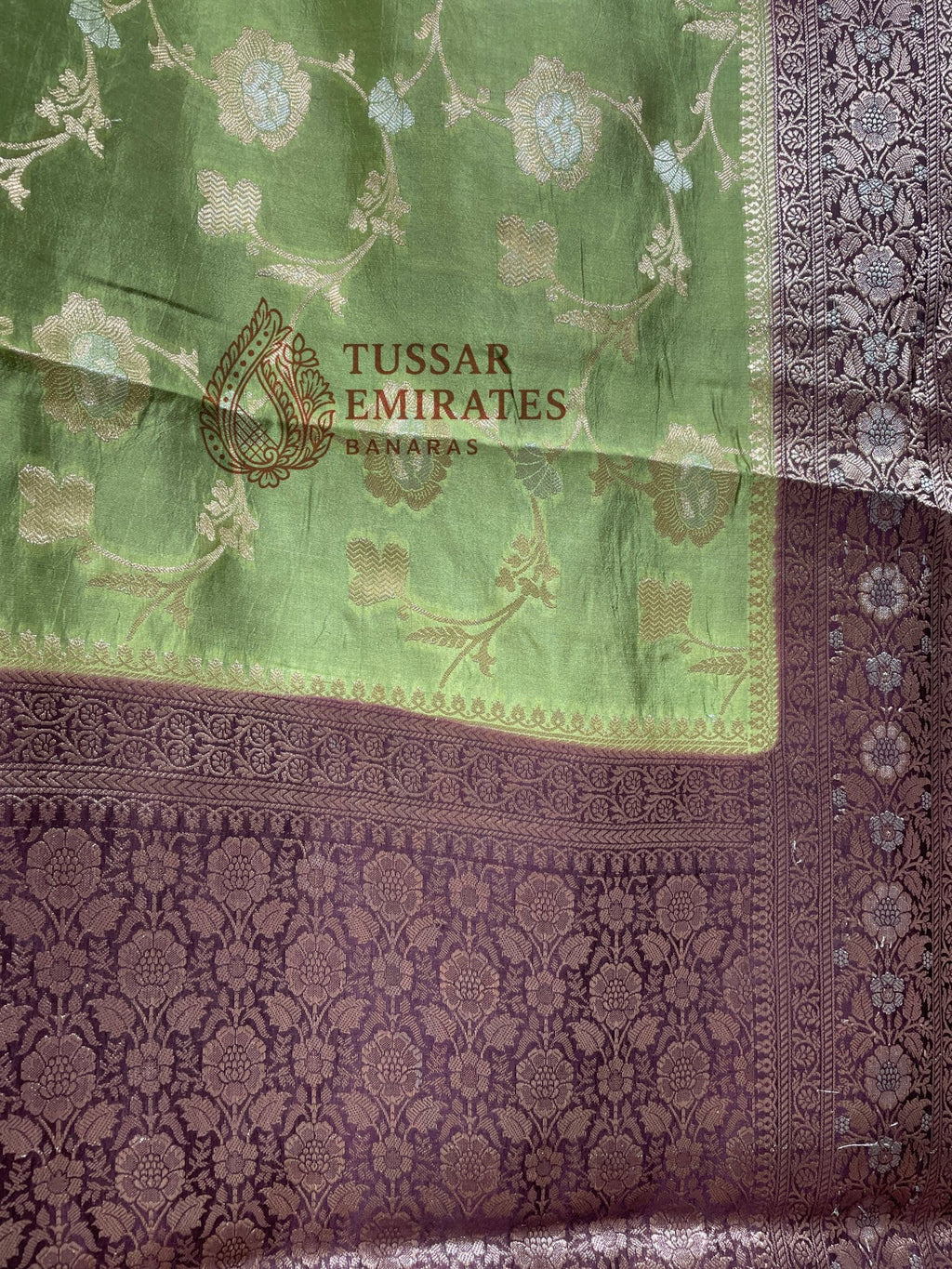 Pure Mango Silk Banarasi Saree - Tussar Emirates