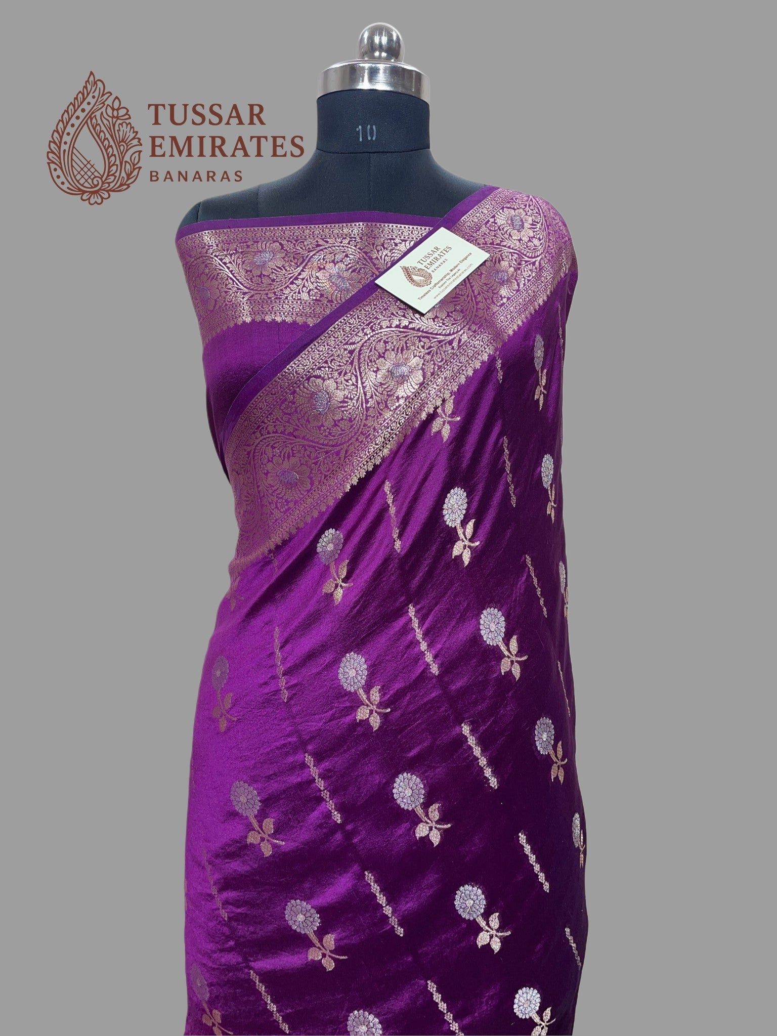 Pure Mango Silk Banarasi Saree - Tussar Emirates