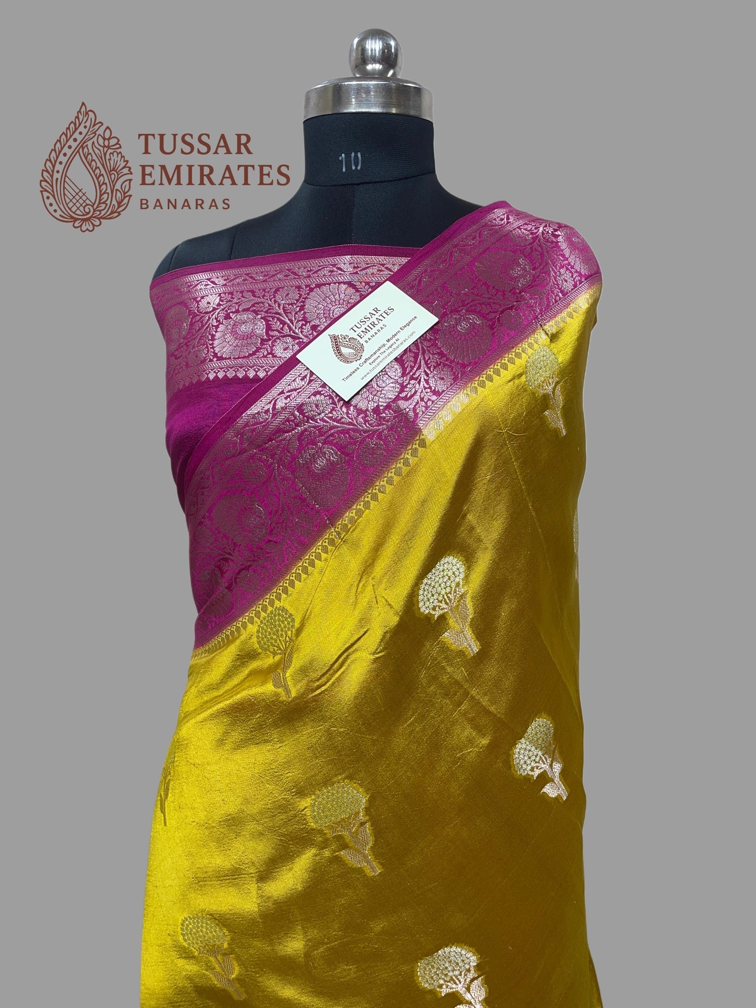 Pure Mango Silk Banarasi Saree - Tussar Emirates