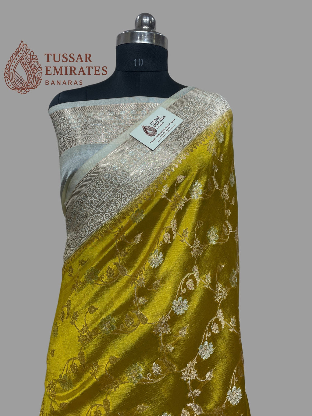 Pure Mango Silk Banarasi Saree - Tussar Emirates