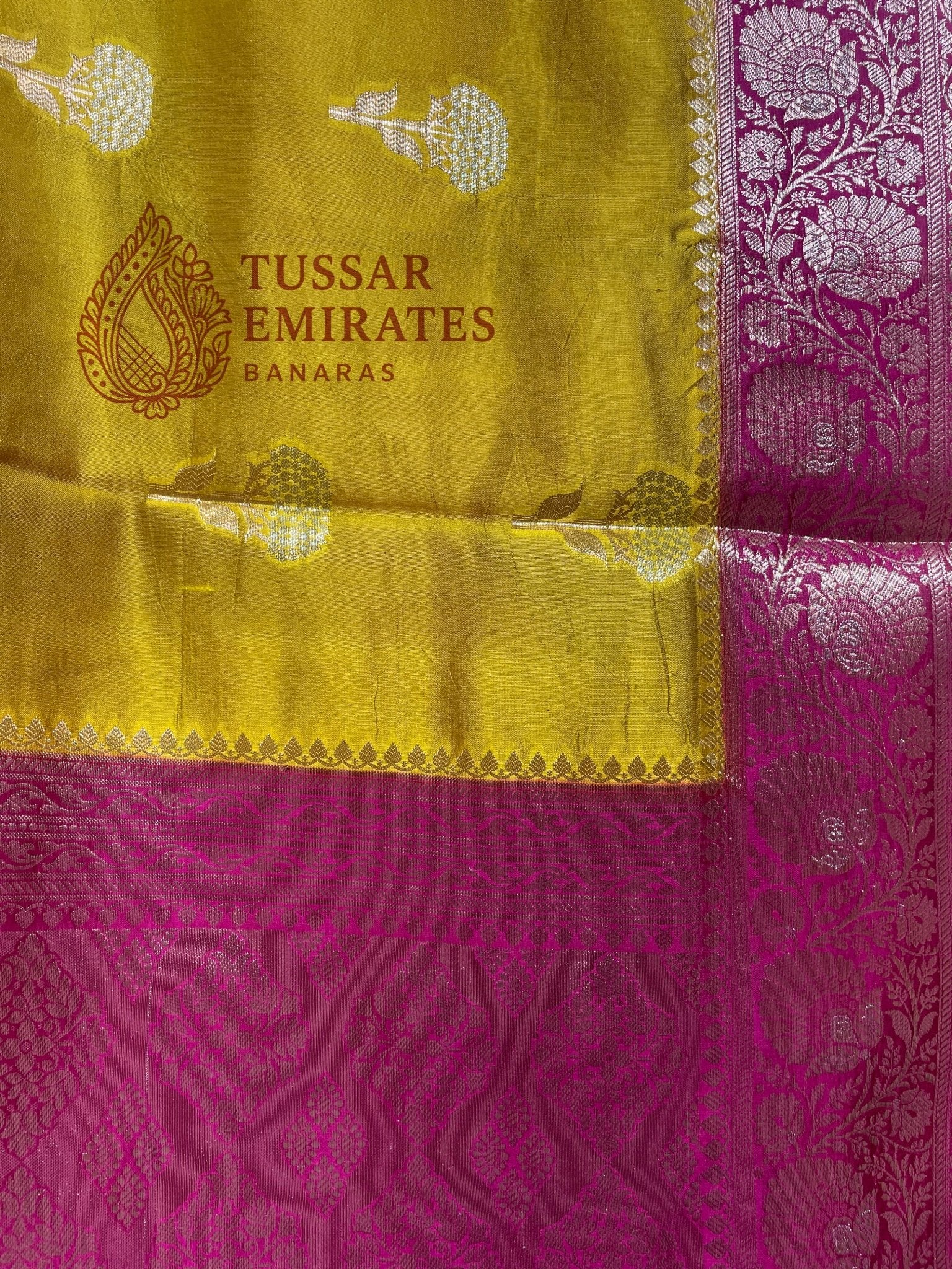 Pure Mango Silk Banarasi Saree - Tussar Emirates