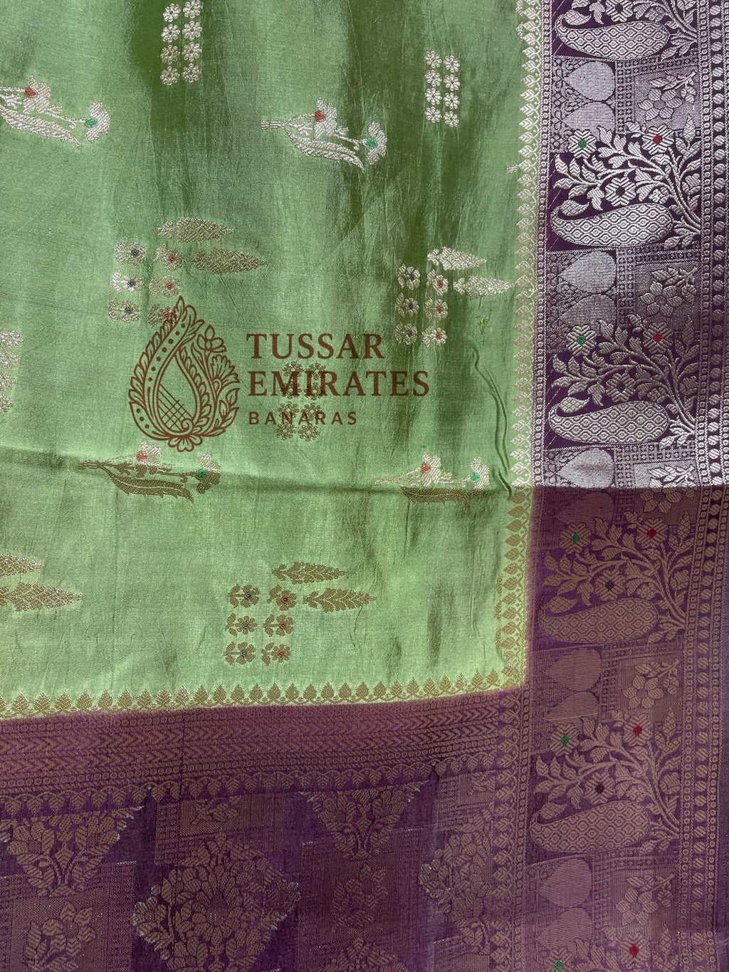 Pure Mango Silk Banarasi Saree - Tussar Emirates