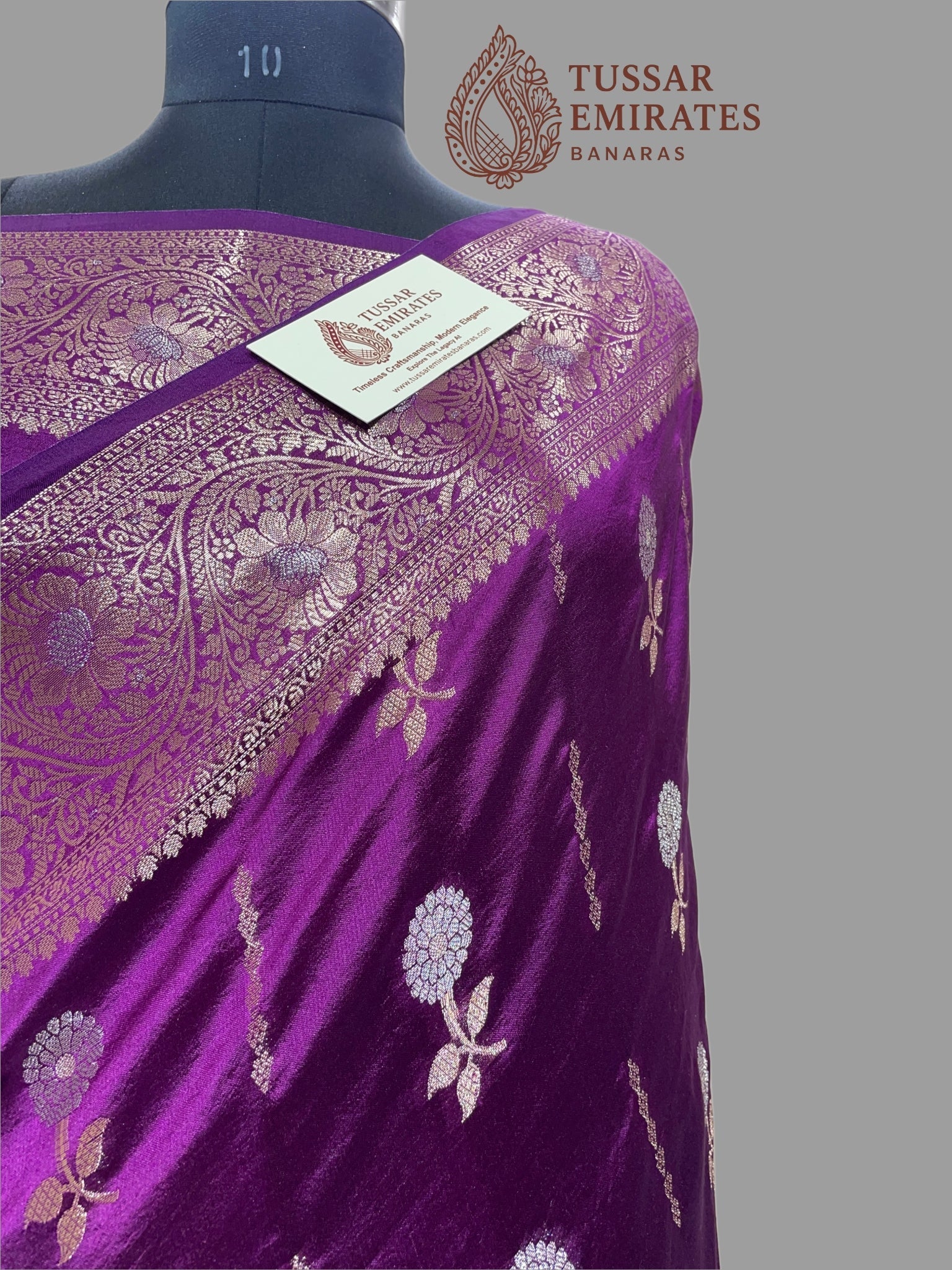 Pure Mango Silk Banarasi Saree - Tussar Emirates