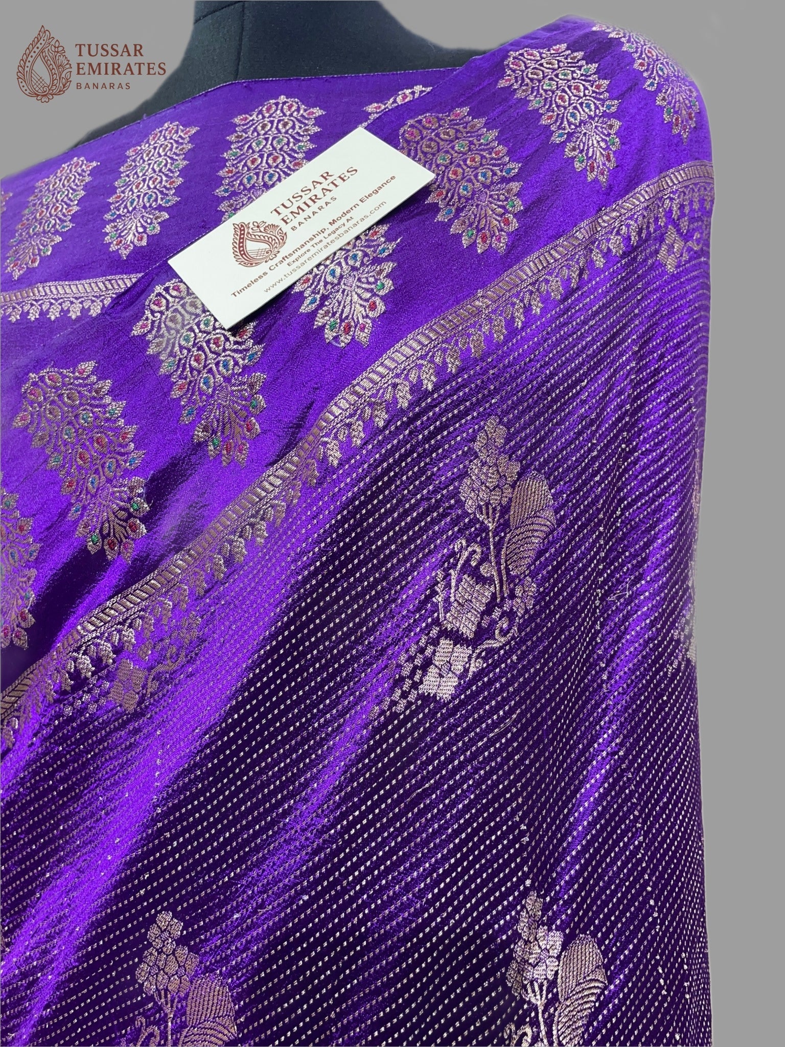 Pure Mango Silk Banarasi Saree - Tussar Emirates