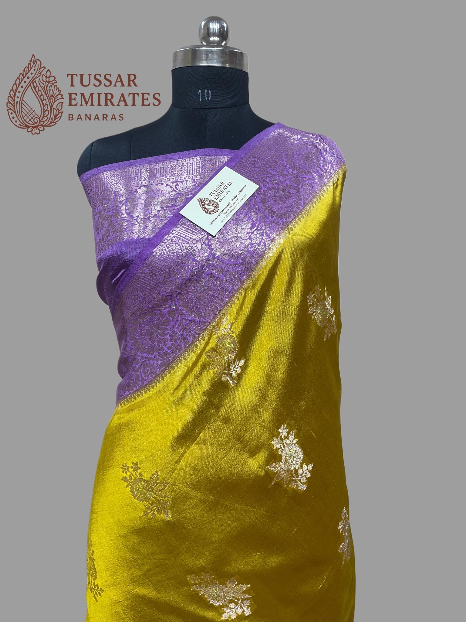 Pure Mango Silk Banarasi Saree - Tussar Emirates