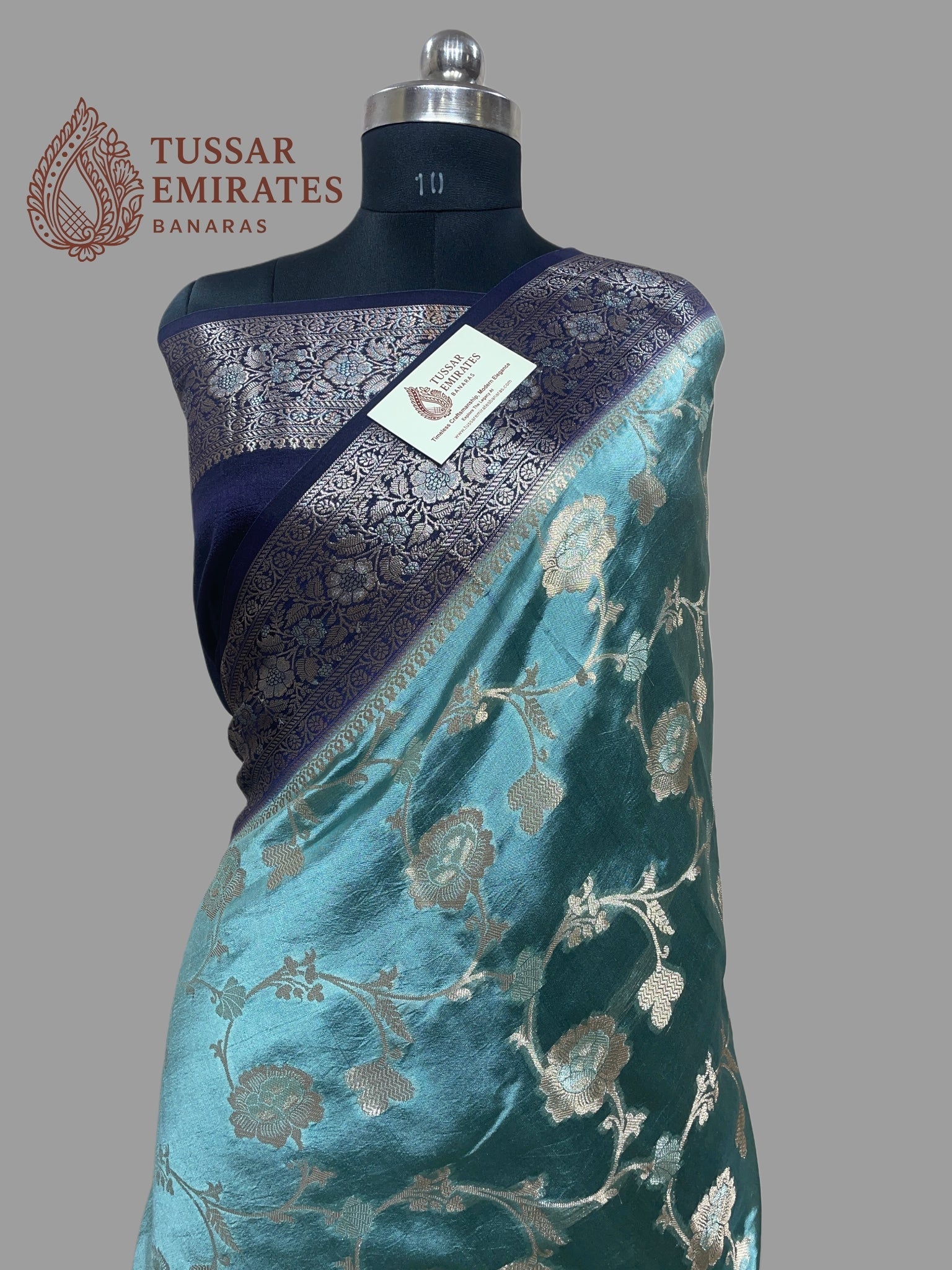 Pure Mango Silk Banarasi Saree - Tussar Emirates