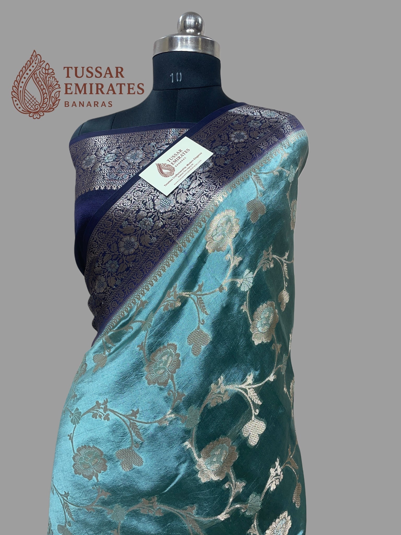 Pure Mango Silk Banarasi Saree - Tussar Emirates