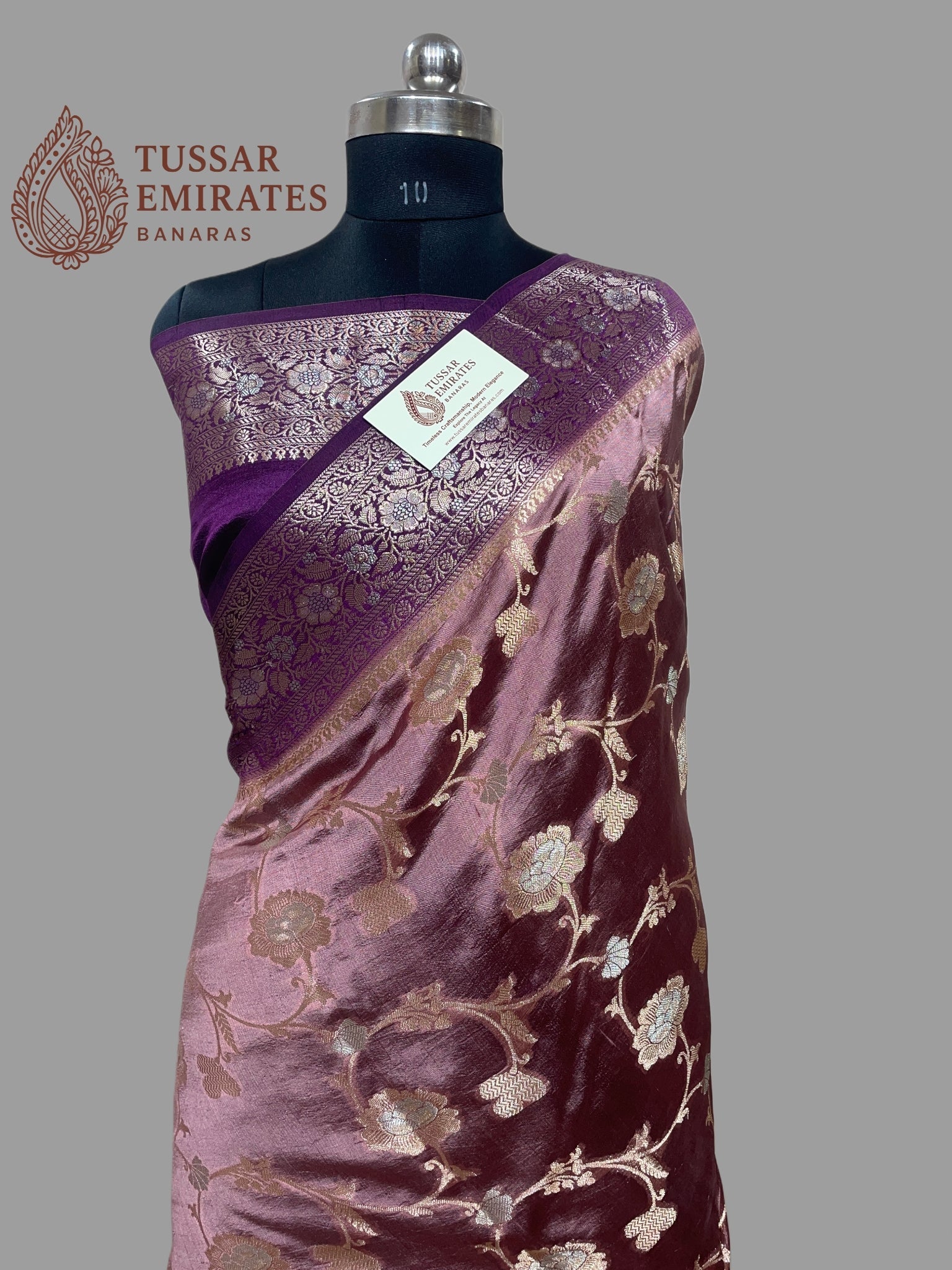 Pure Mango Silk Banarasi Saree - Tussar Emirates