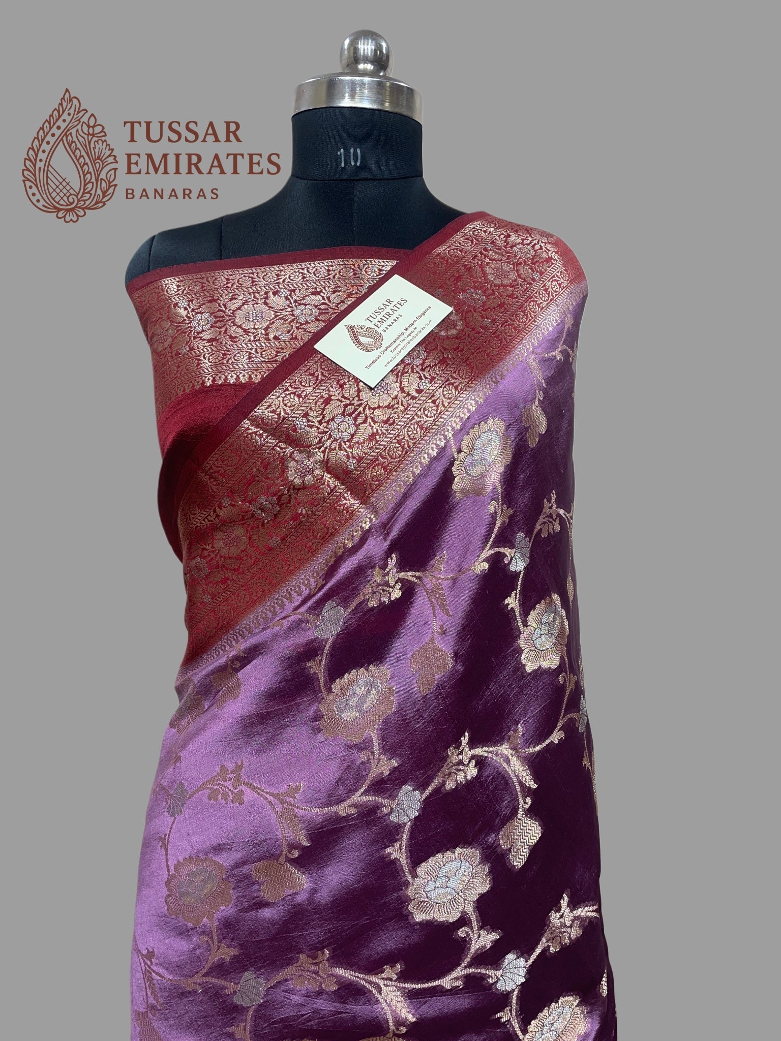 Pure Mango Silk Banarasi Saree - Tussar Emirates