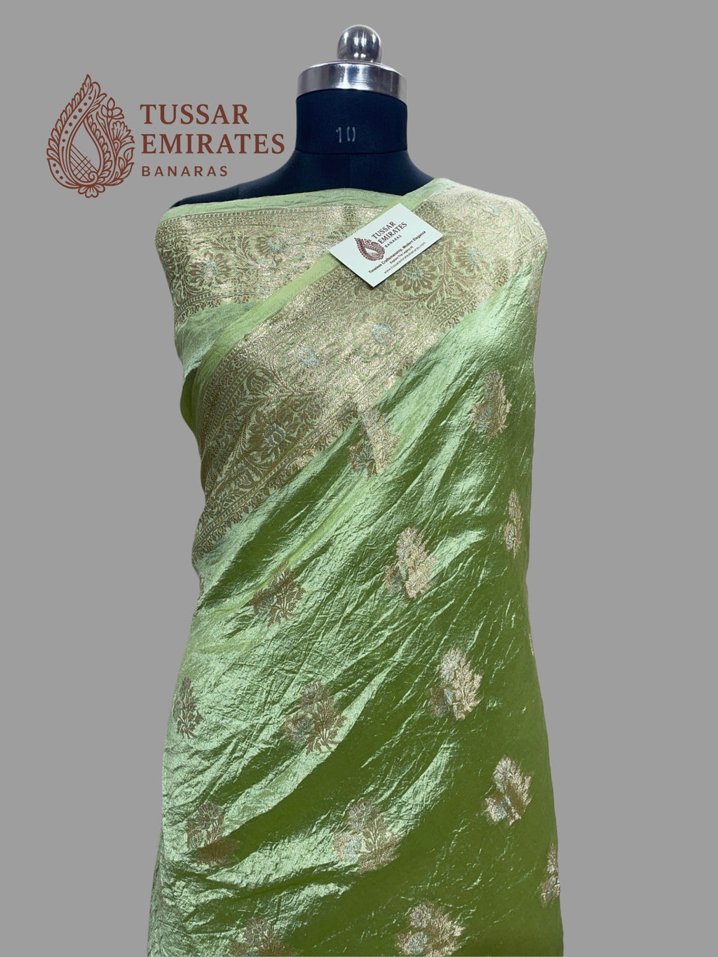 Pure Mango Silk Banarasi Saree - Tussar Emirates