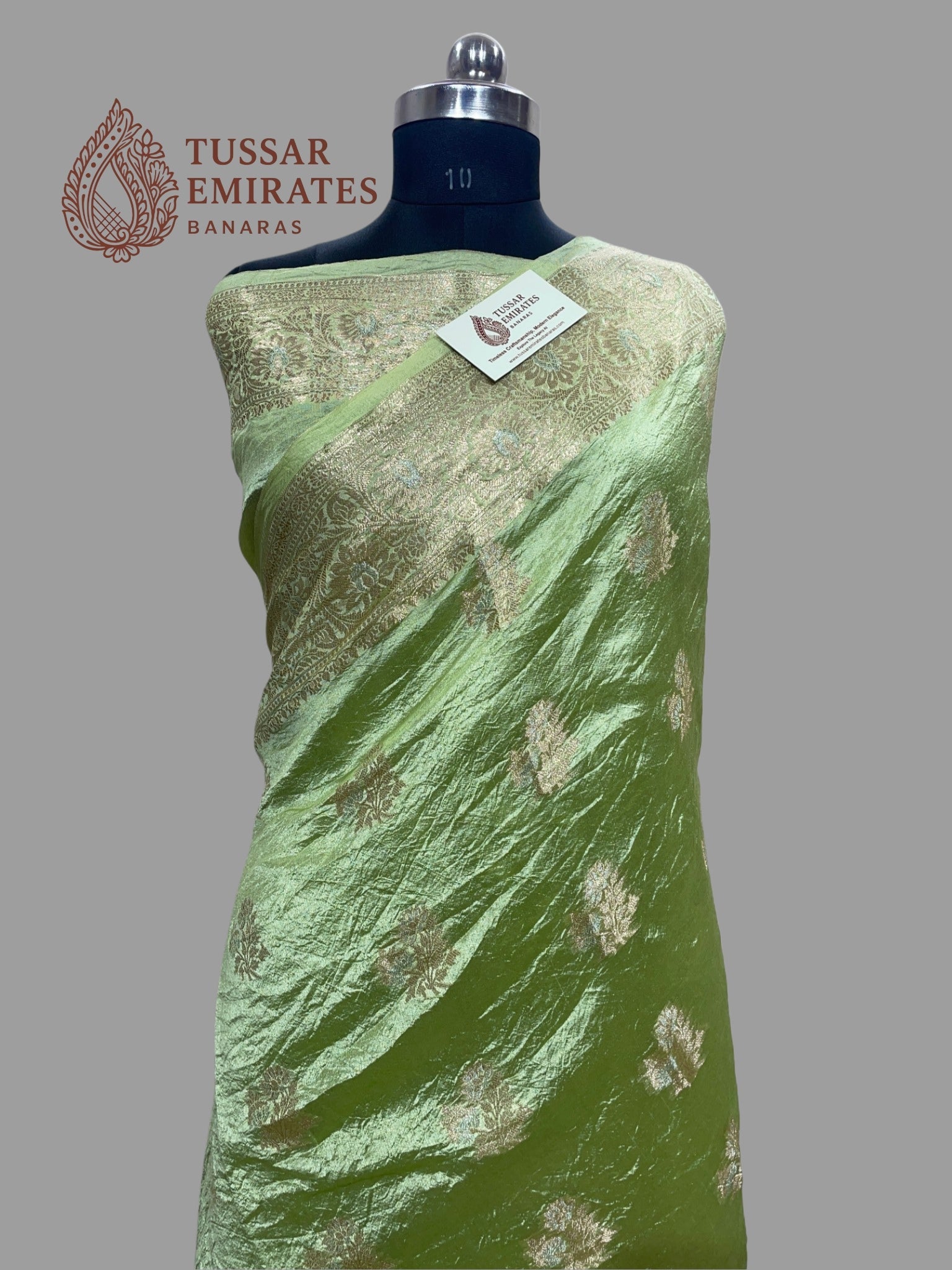 Pure Mango Silk Banarasi Saree - Tussar Emirates