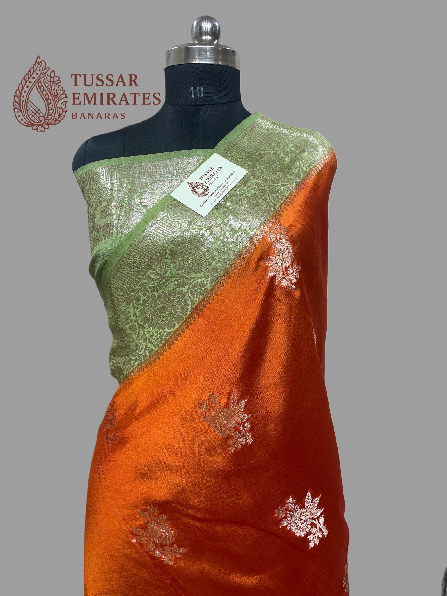 Pure Mango Silk Banarasi Saree - Tussar Emirates