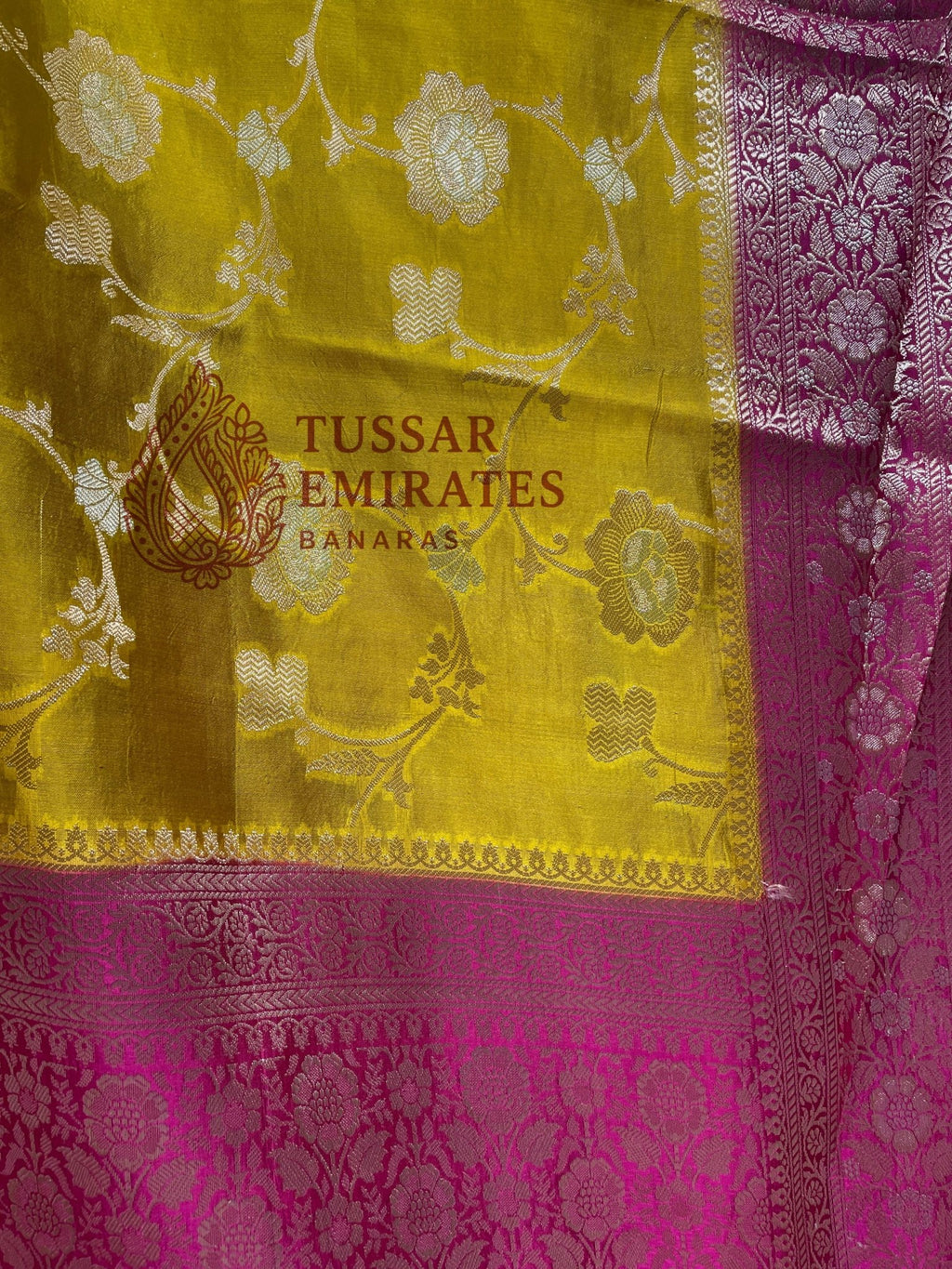 Pure Mango Silk Banarasi Saree - Tussar Emirates