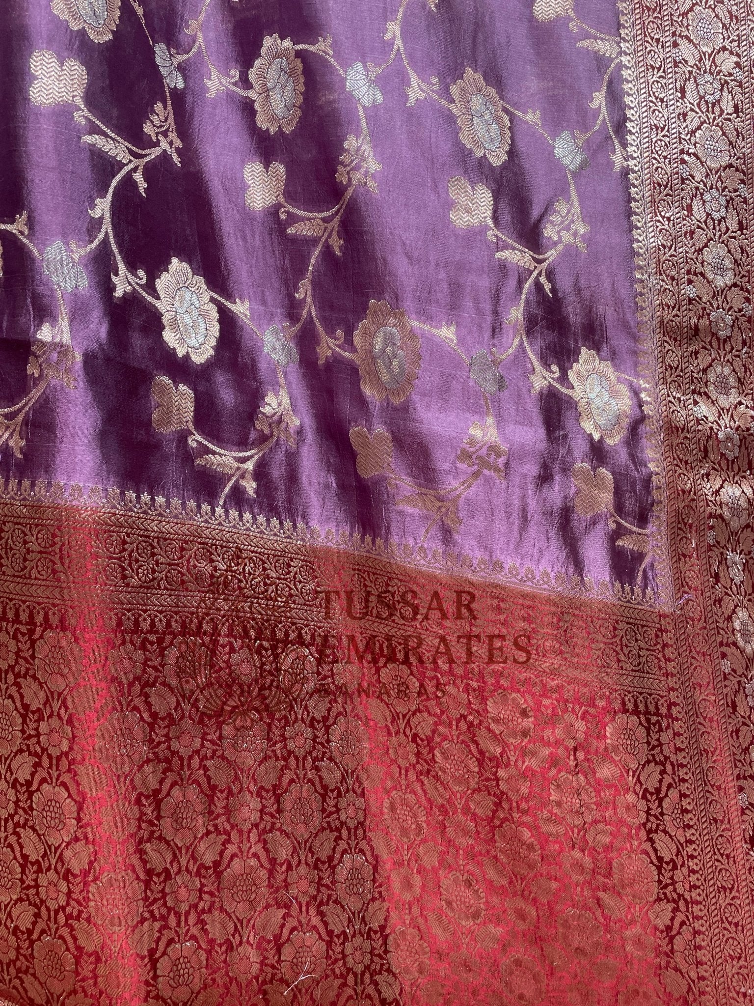 Pure Mango Silk Banarasi Saree - Tussar Emirates