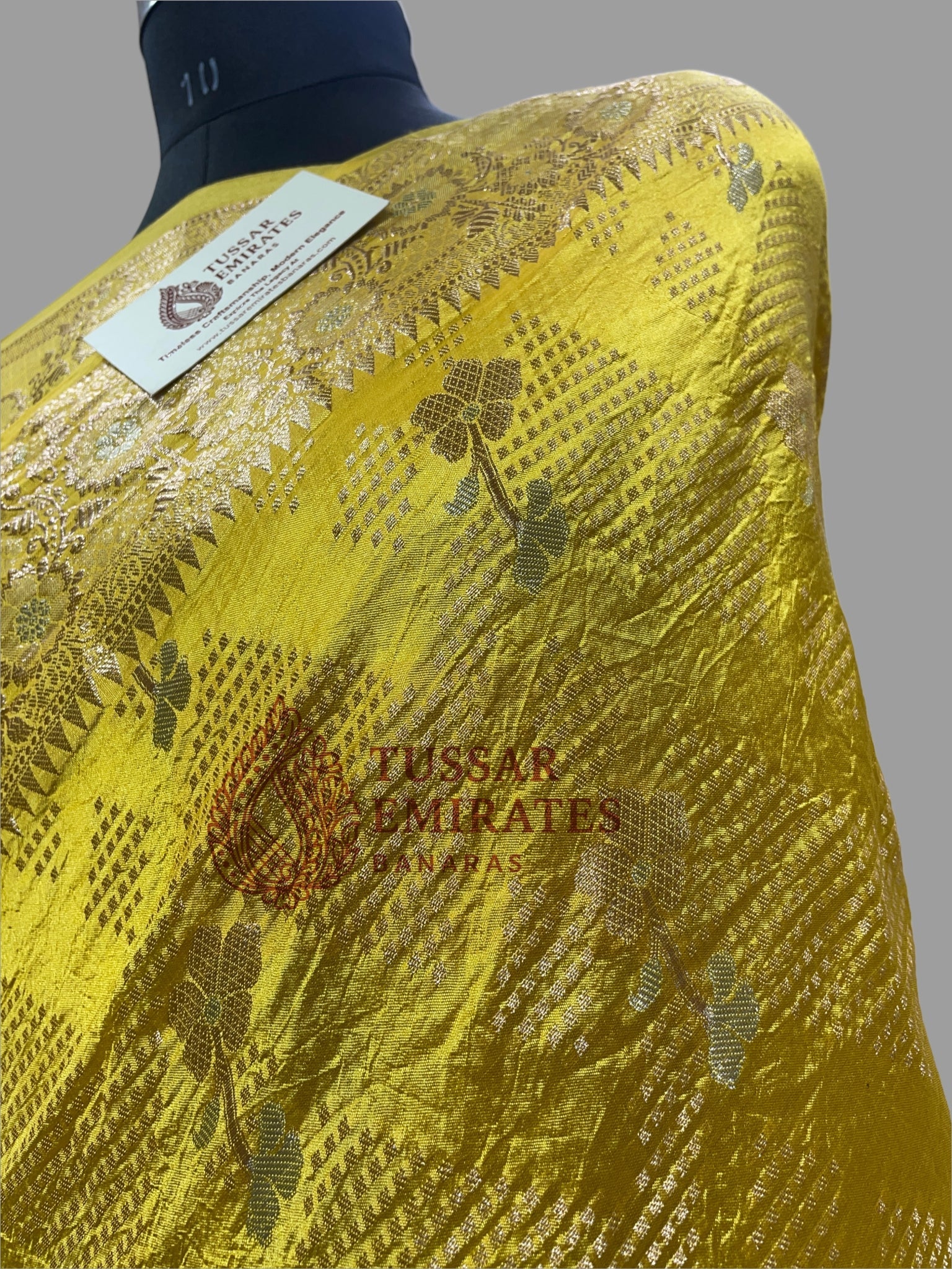 Pure Mango Silk Banarasi Saree - Tussar Emirates