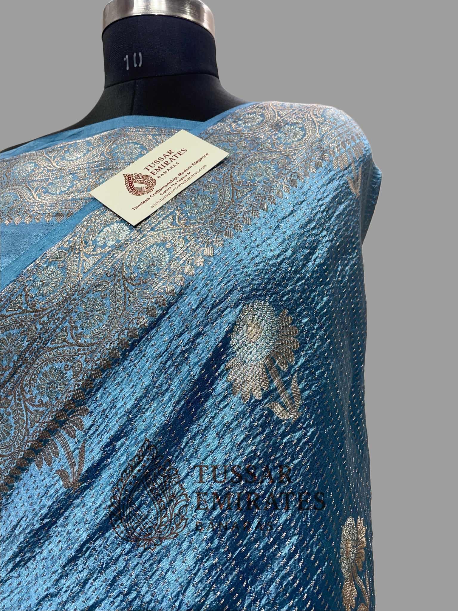 Pure Mango Silk Banarasi Saree - Tussar Emirates