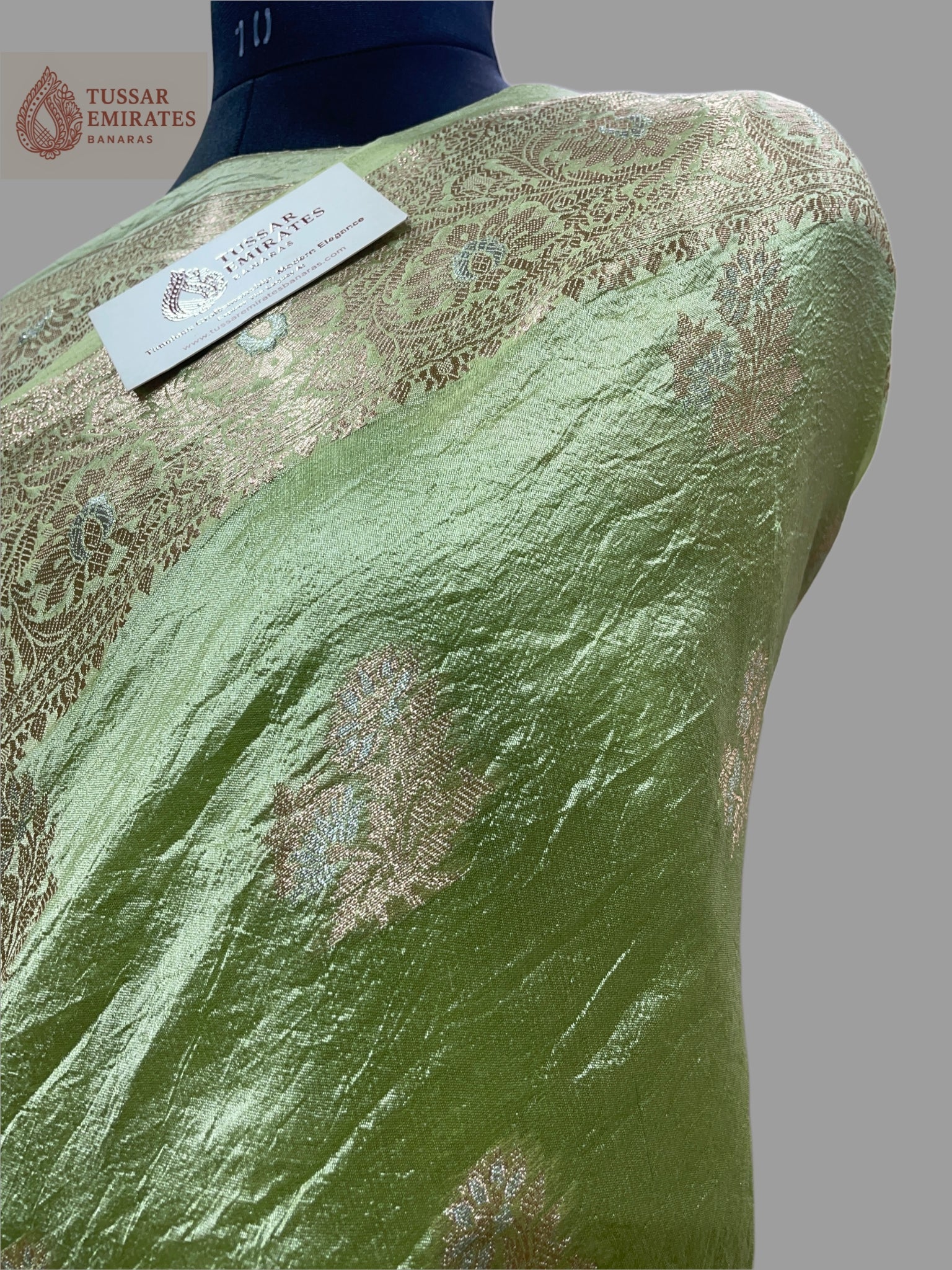 Pure Mango Silk Banarasi Saree - Tussar Emirates