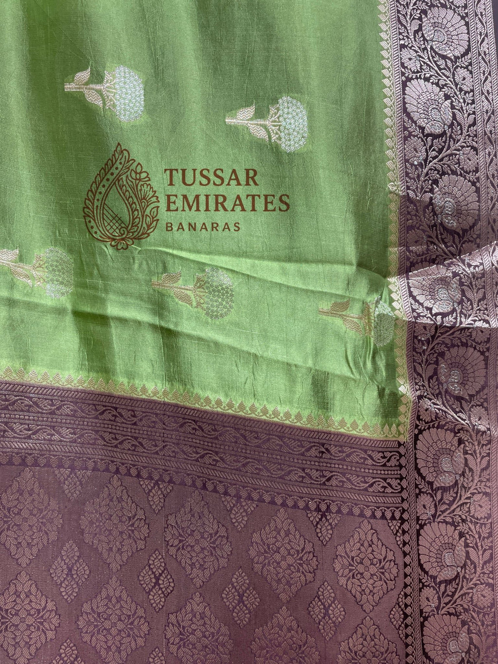 Pure Mango Silk Banarasi Saree - Tussar Emirates