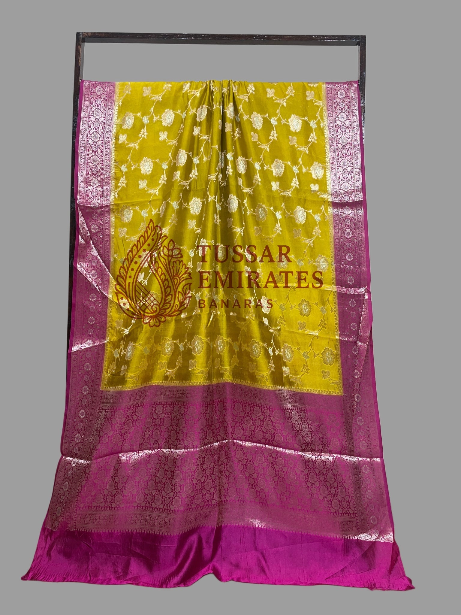 Pure Mango Silk Banarasi Saree - Tussar Emirates