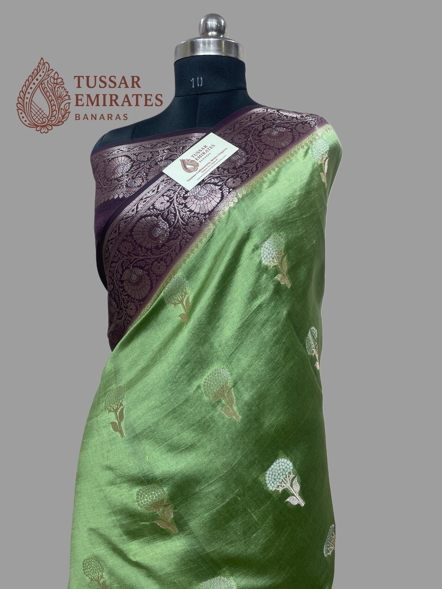 Pure Mango Silk Banarasi Saree - Tussar Emirates