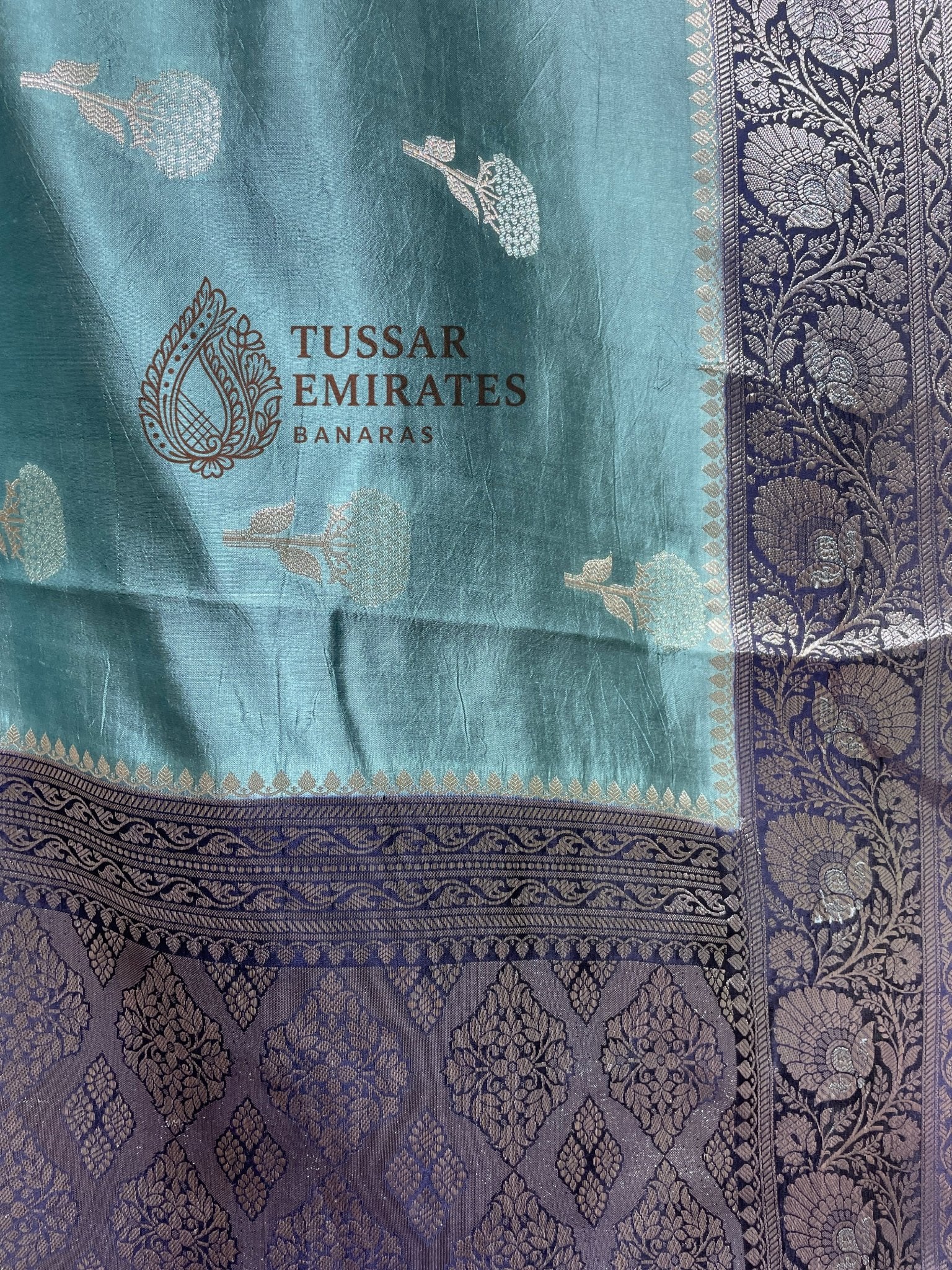 Pure Mango Silk Banarasi Saree - Tussar Emirates