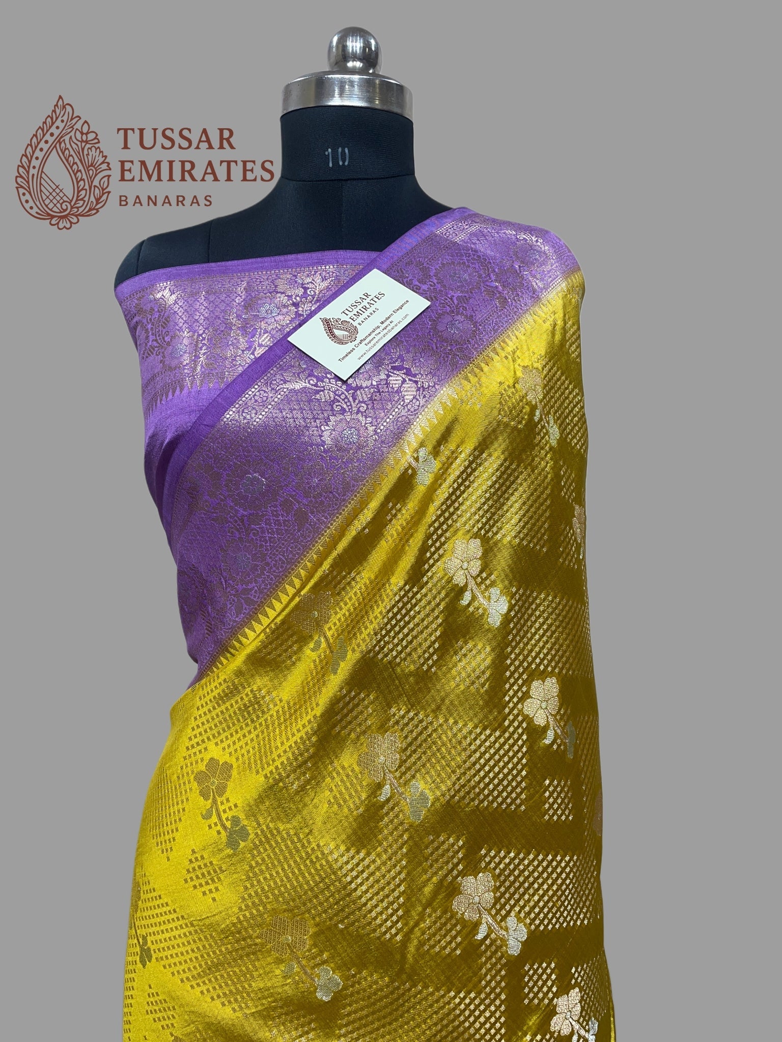 Pure Mango Silk Banarasi Saree - Tussar Emirates