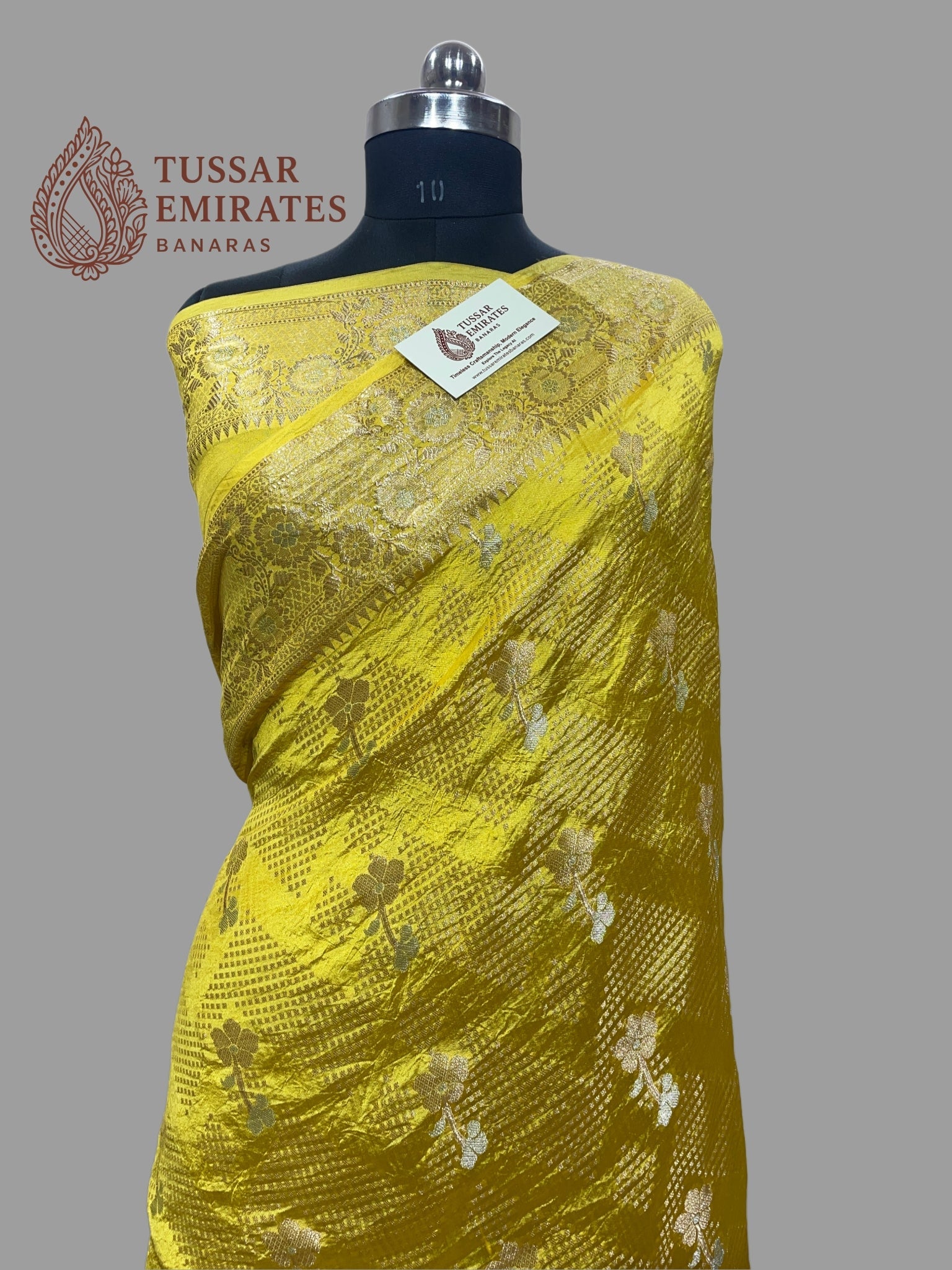 Pure Mango Silk Banarasi Saree - Tussar Emirates