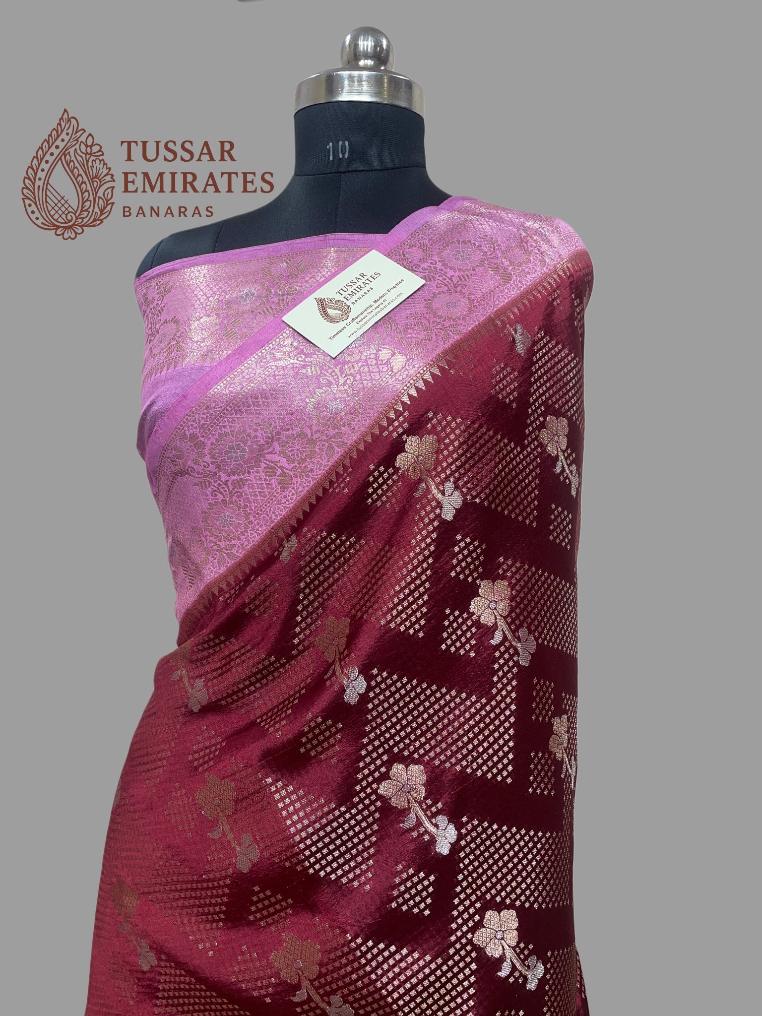 Pure Mango Silk Banarasi Saree - Tussar Emirates