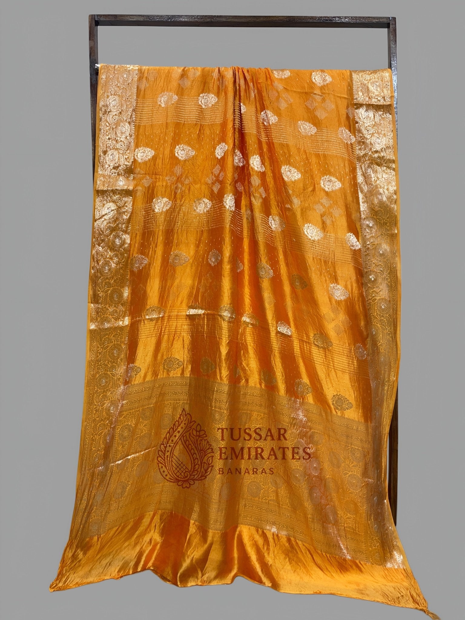 Pure Mango Silk Banarasi Saree - Tussar Emirates