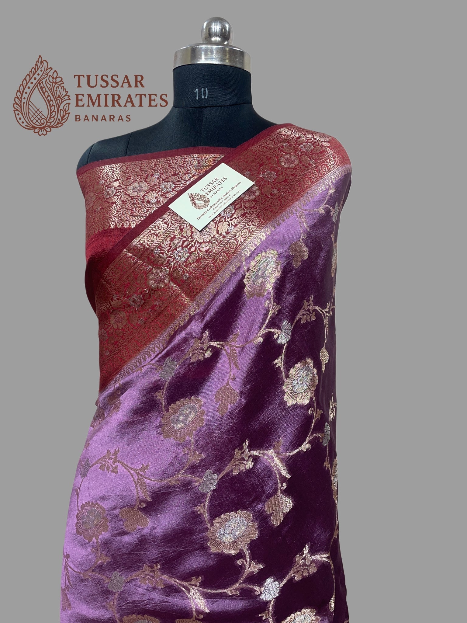 Pure Mango Silk Banarasi Saree - Tussar Emirates