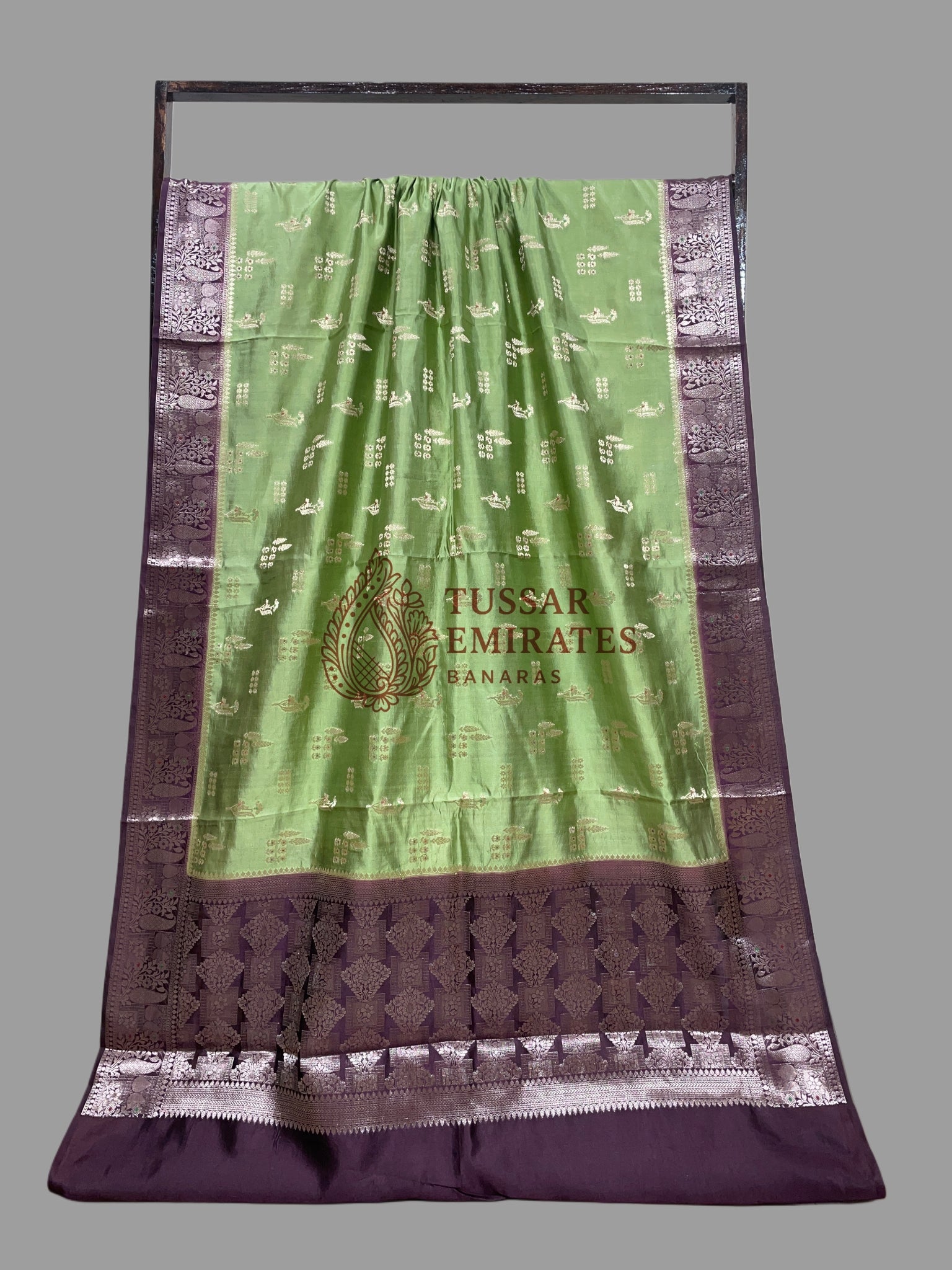 Pure Mango Silk Banarasi Saree - Tussar Emirates