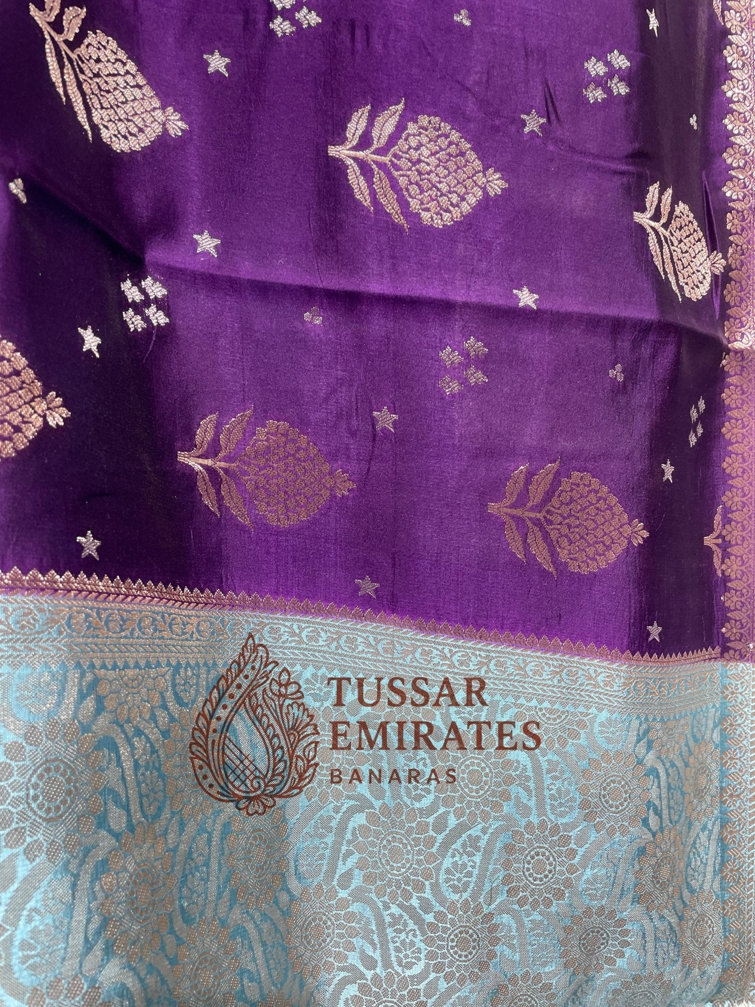 Pure Mango Silk Banarasi Saree - Tussar Emirates