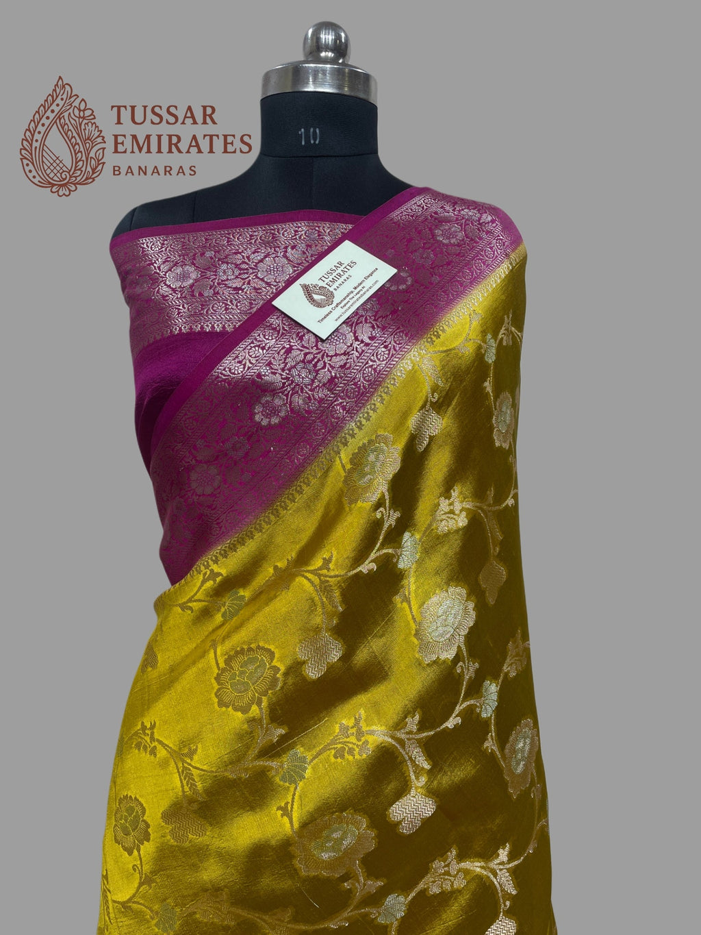 Pure Mango Silk Banarasi Saree - Tussar Emirates