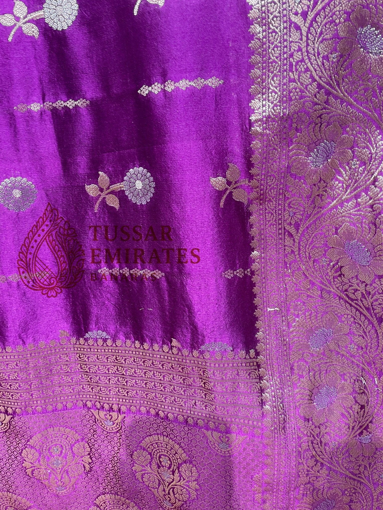 Pure Mango Silk Banarasi Saree - Tussar Emirates